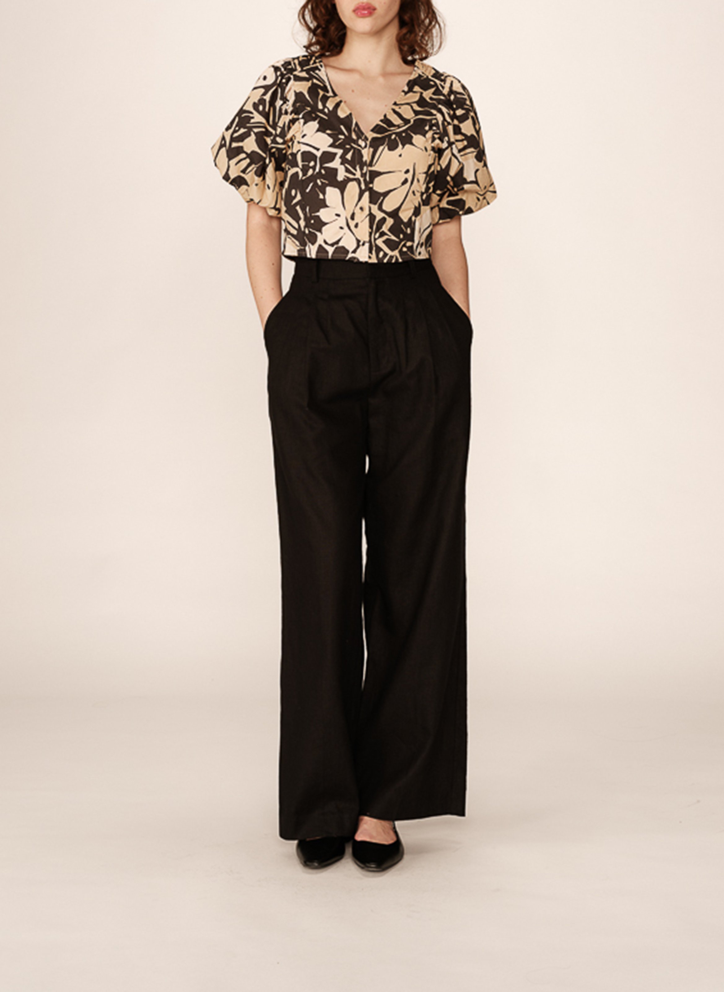 Blouse en coton imprimé GRACE ET MILA Beige