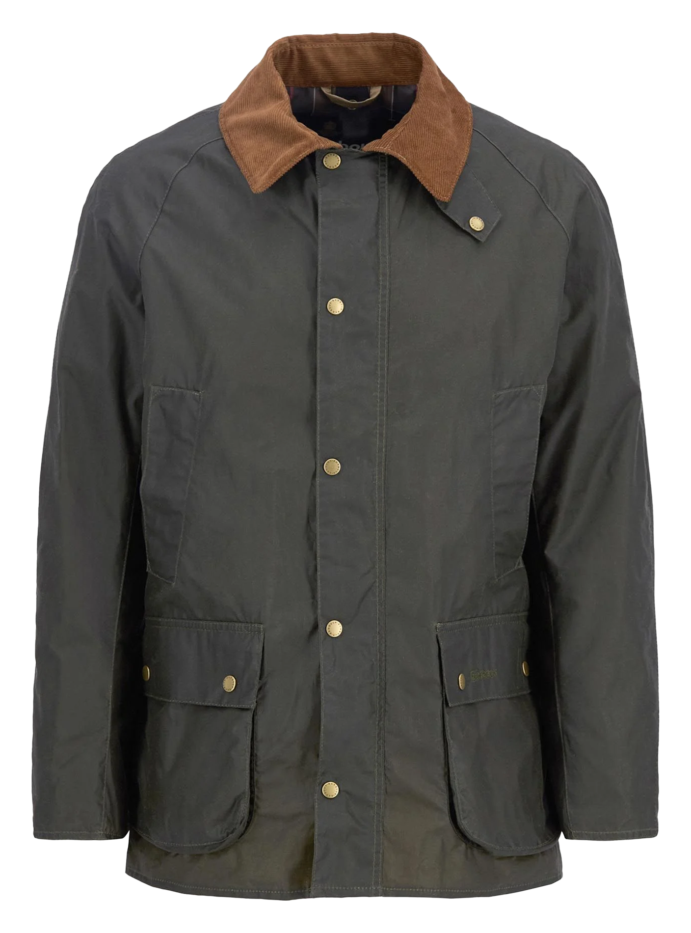 Straight waxed cotton jacket with pockets BARBOUR Khaki