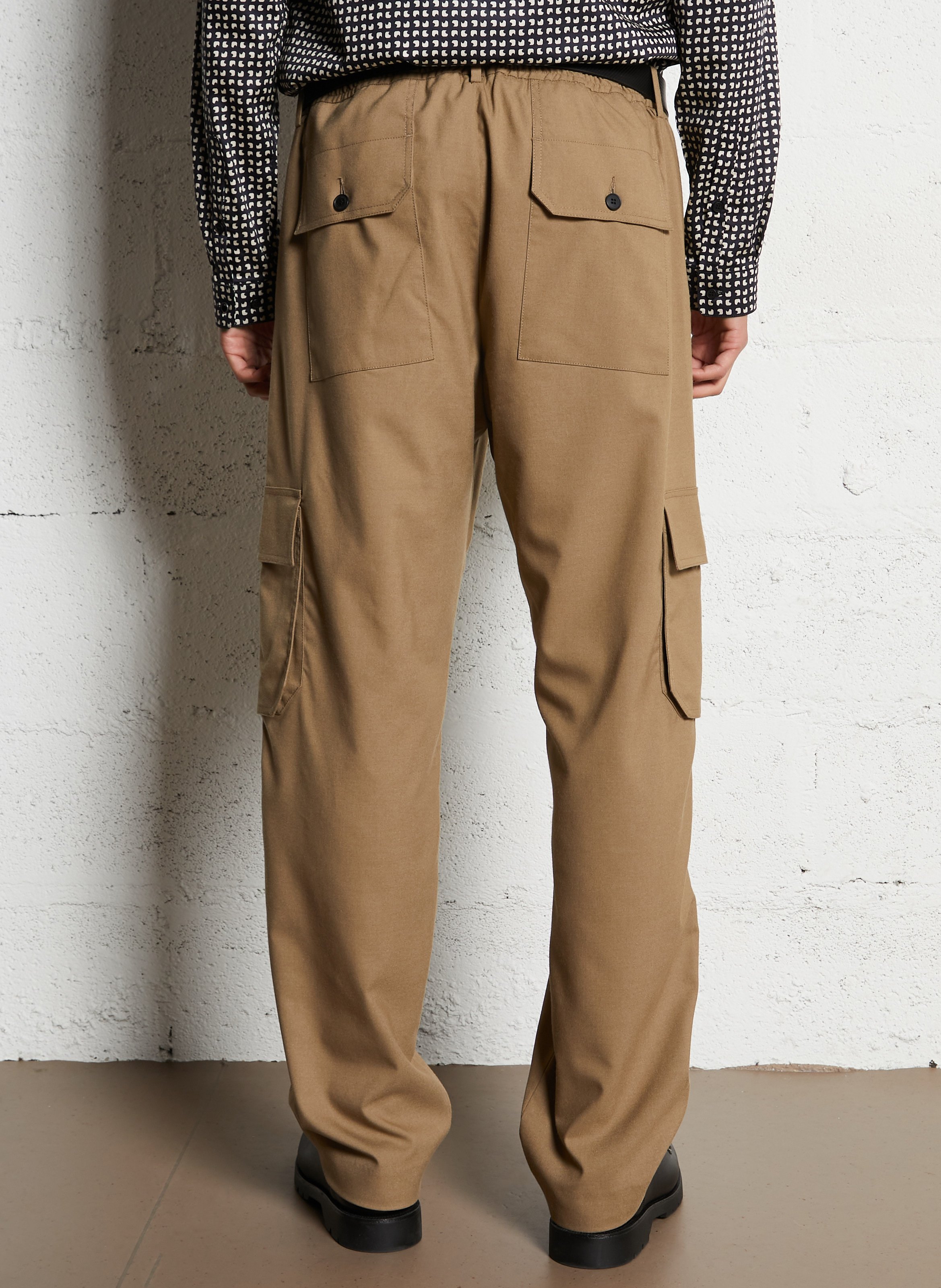 Solid cargo straight pants with pockets IKKS Beige