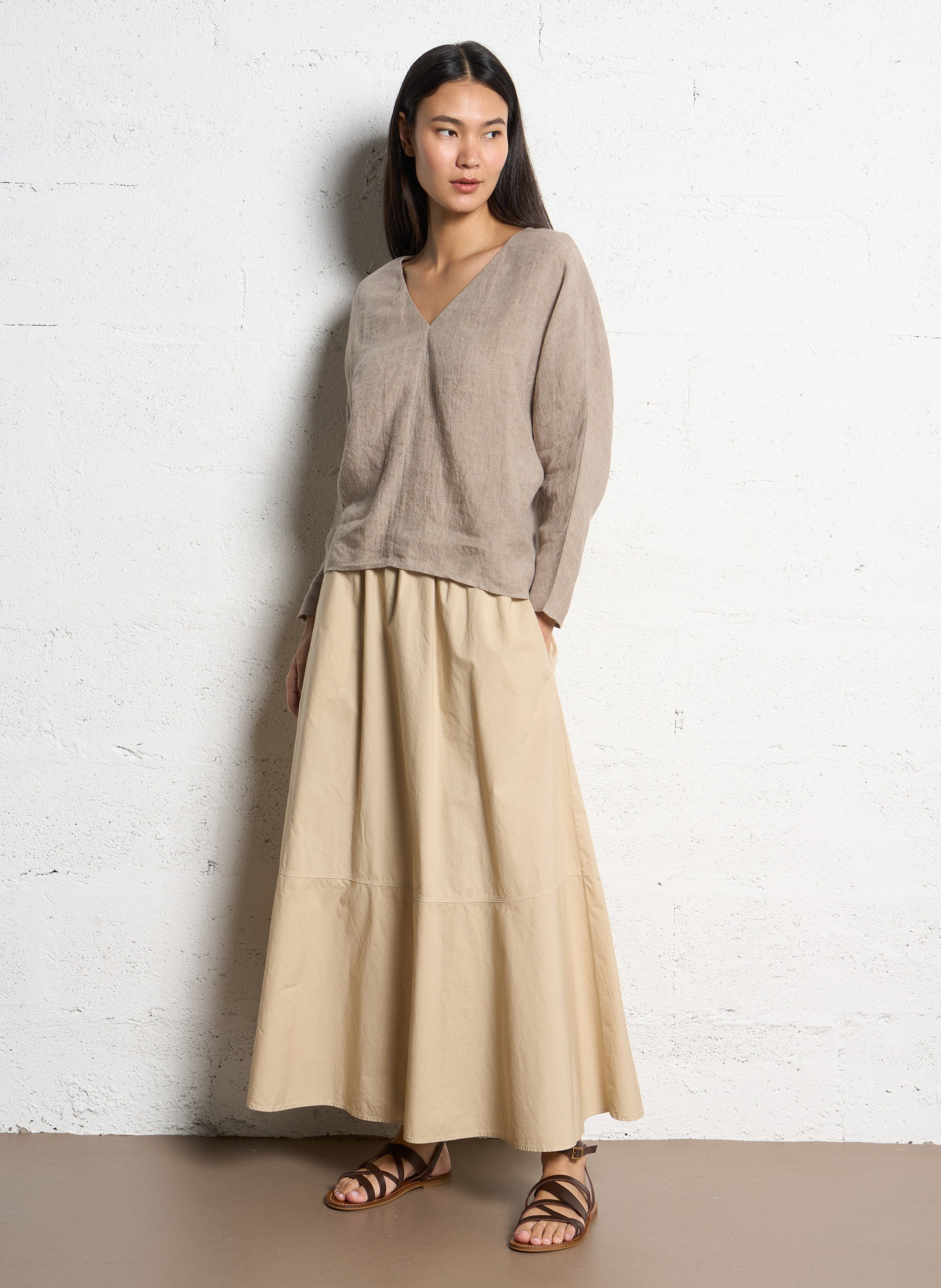 Jupe évasée en coton bio RUE DE TOKYO Beige