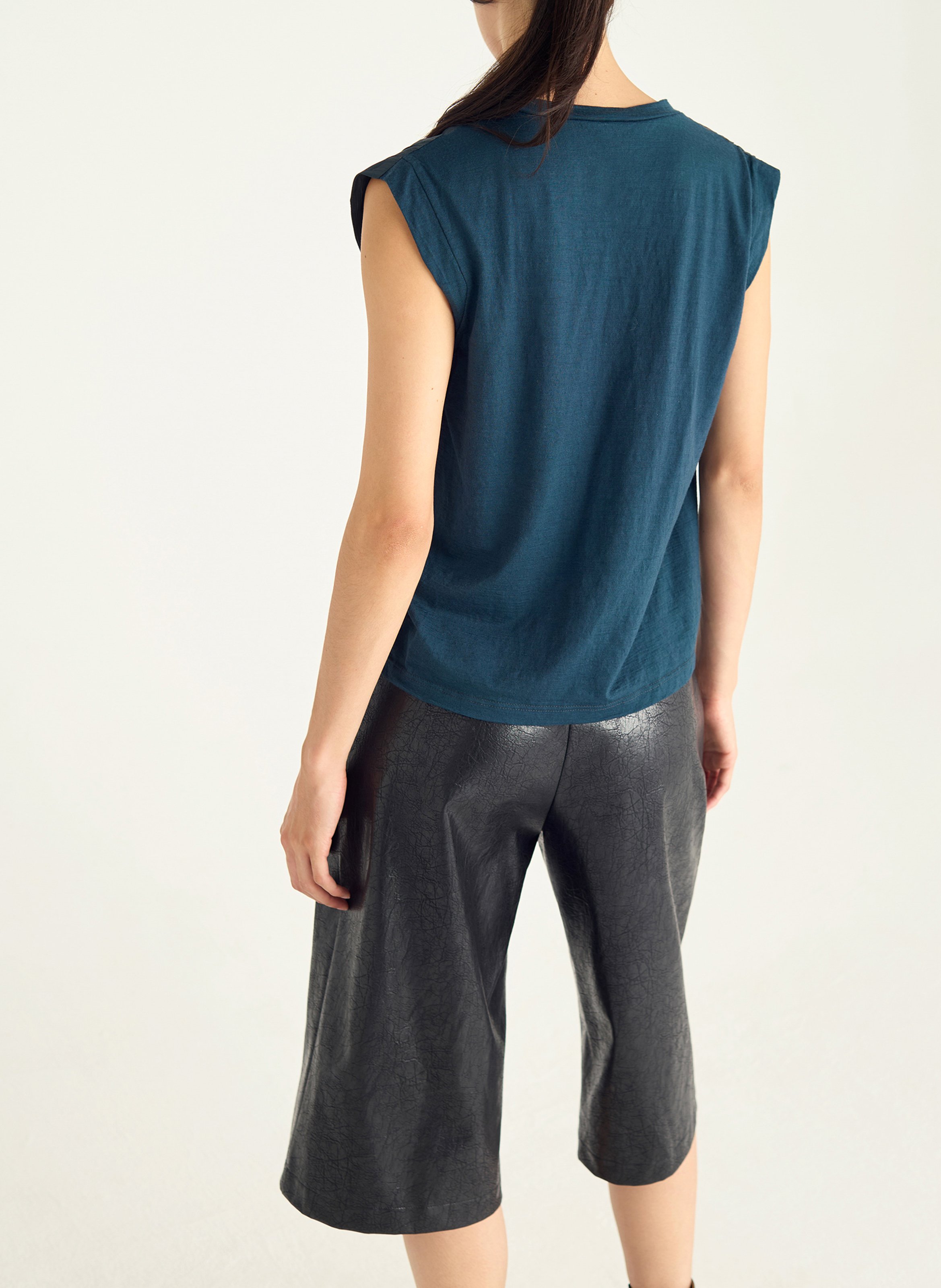 Glanzend T-shirt met ronde hals COTELAC Groen