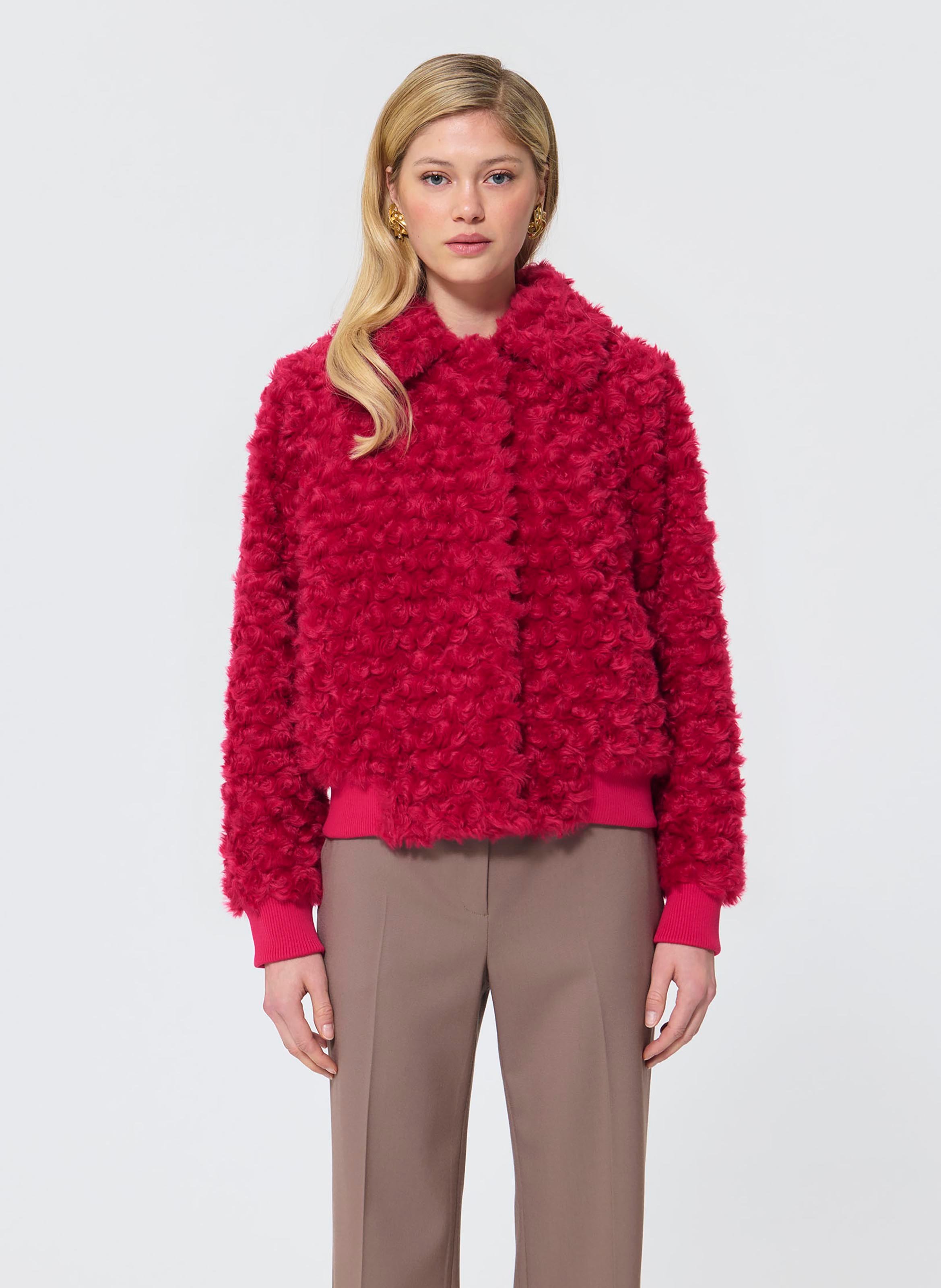 Faux fur jacket with classic collar TARA JARMON