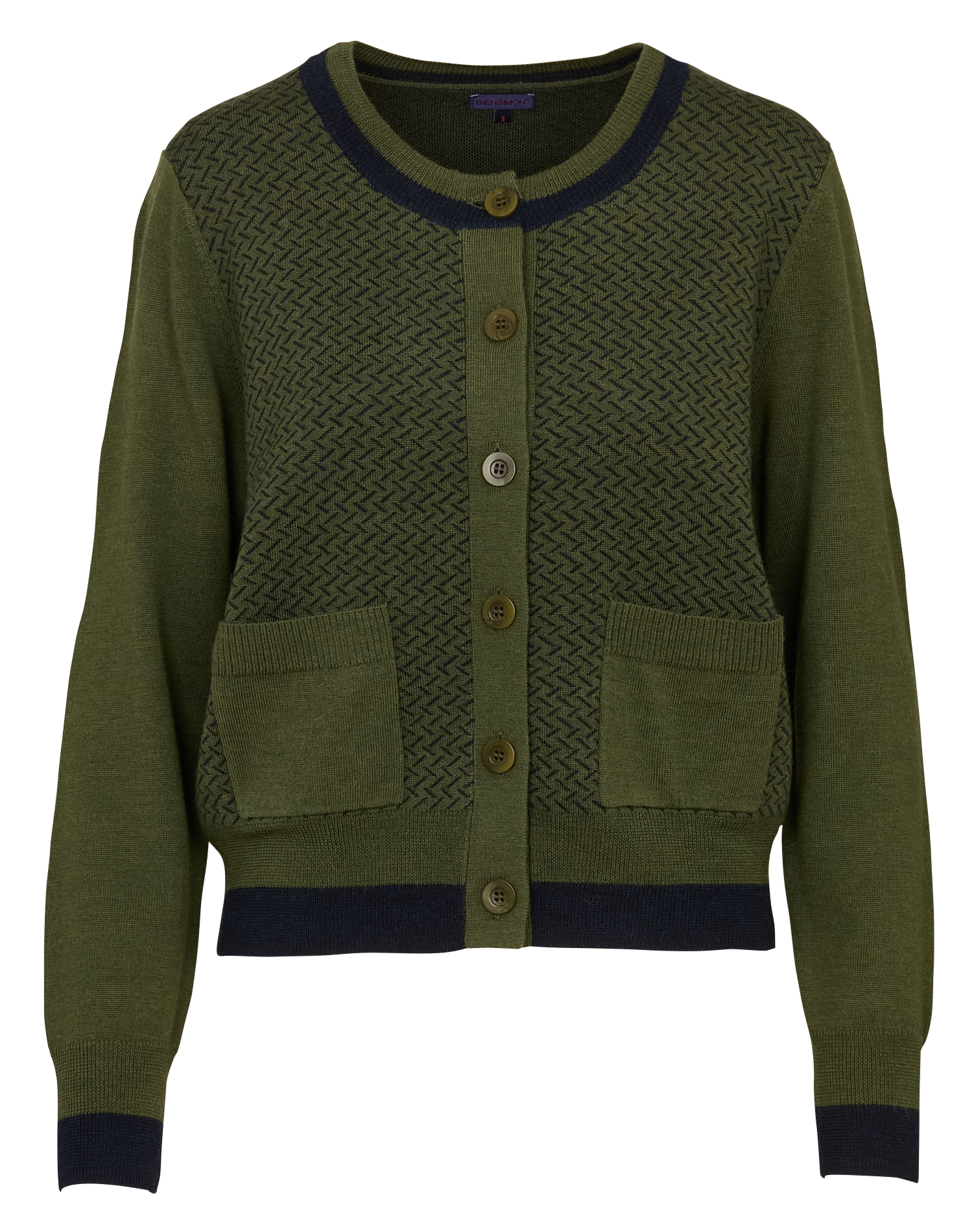 Cardigan oversize col rond en laine BENSIMON Kaki