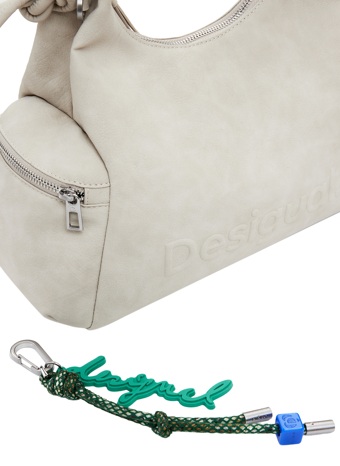 Sac porté épaule uni à logo 3D DESIGUAL Marron