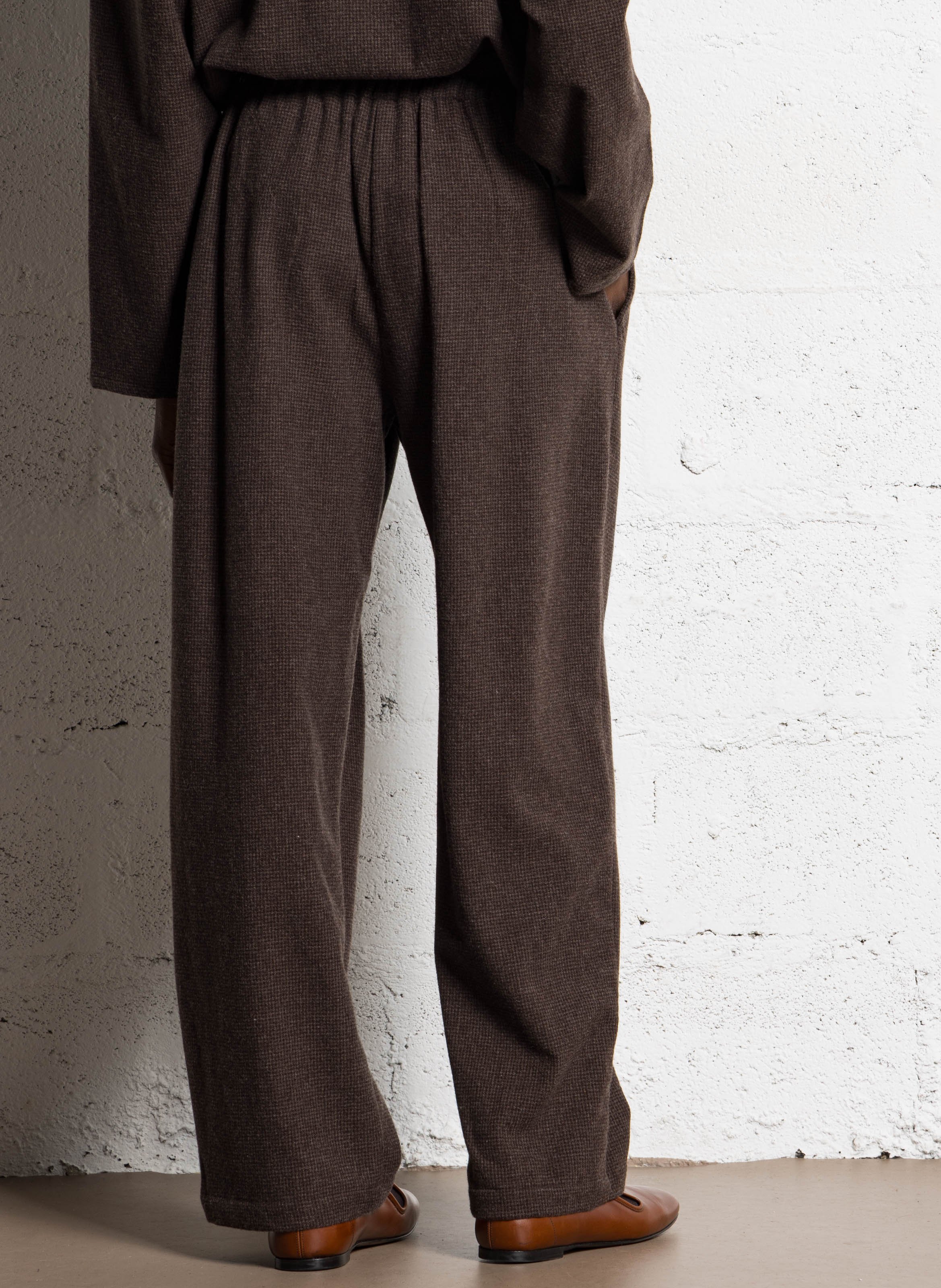 Pantalon large en laine mélangée MASSCOB Marron