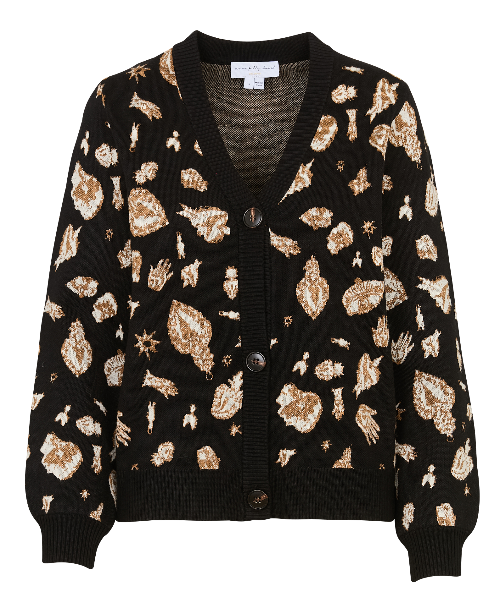 Gilet cintré col V à motifs pailletés NEVER FULLY DRESSED Noir