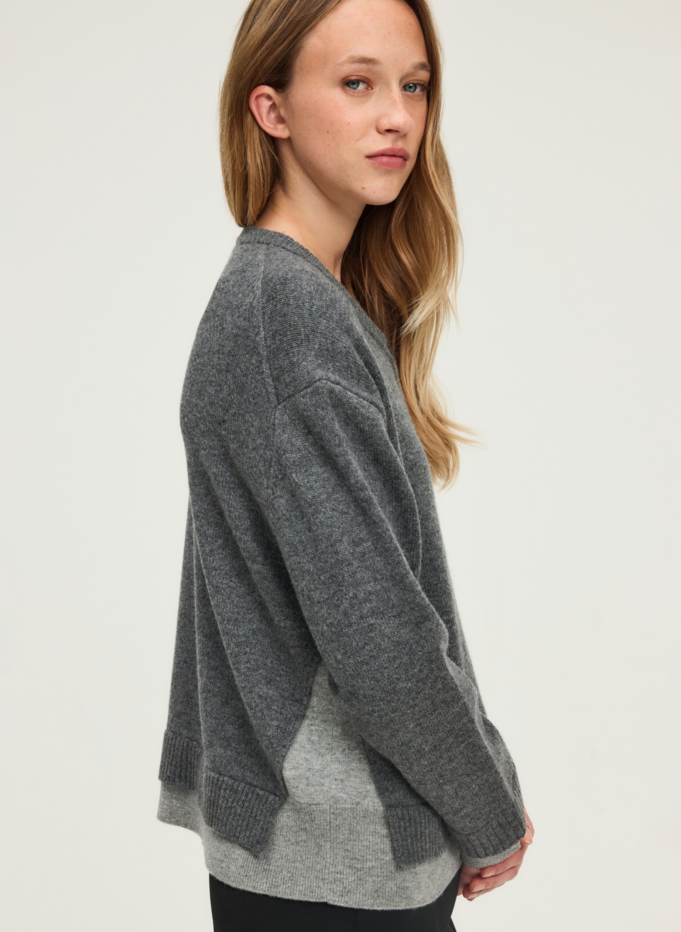 Recht tweekleurig wollen vest PABLO Grijs