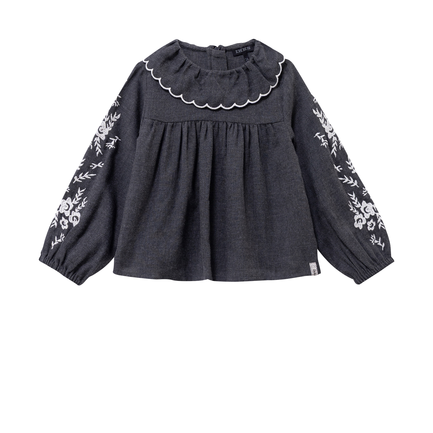 Oversize-Baumwollbluse mit Rundhalskragen IKKS JUNIOR Grau
