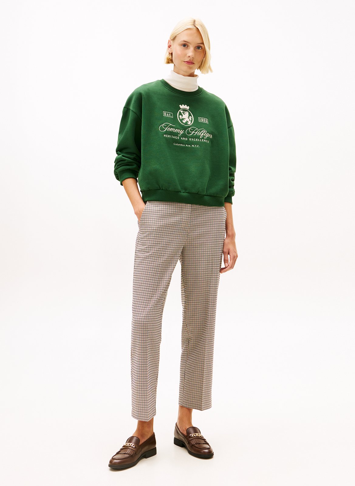 Sweat ample brodé en coton mélangé TOMMY HILFIGER Vert