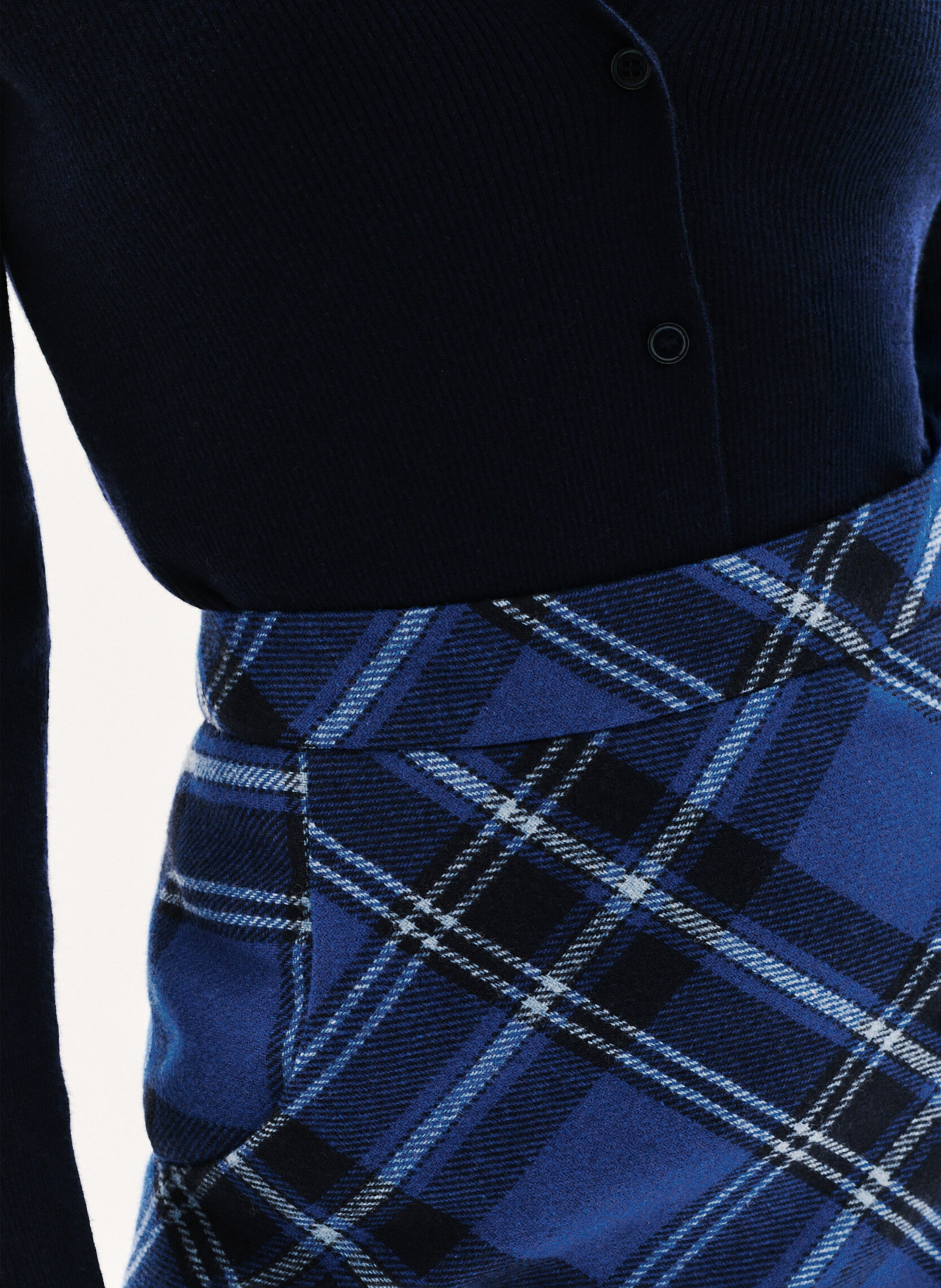 Jupe courte en laine mélangée CAROLL Bleu