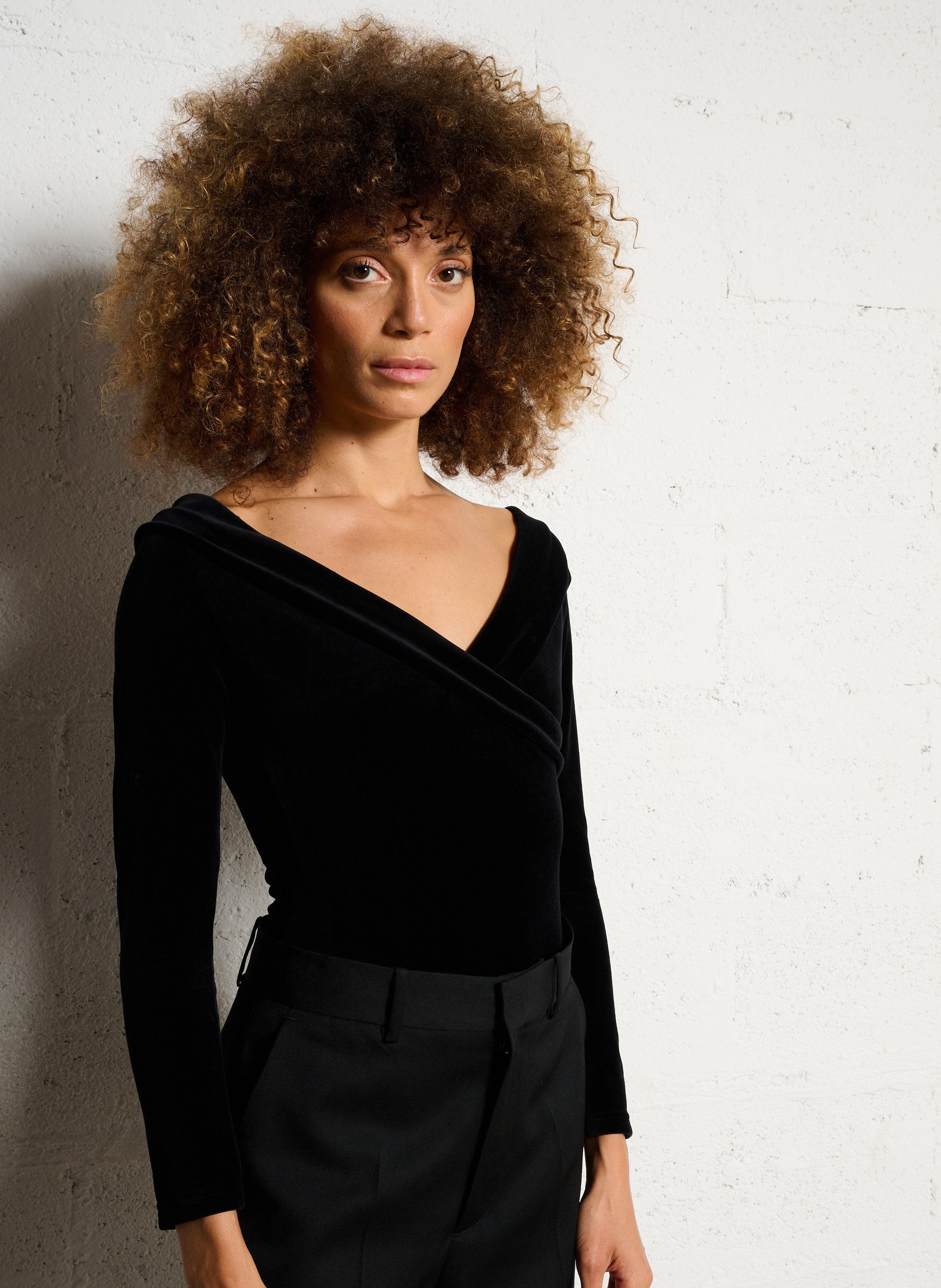 Body décolleté cache-coeur en coton mélangé FLAIR Noir