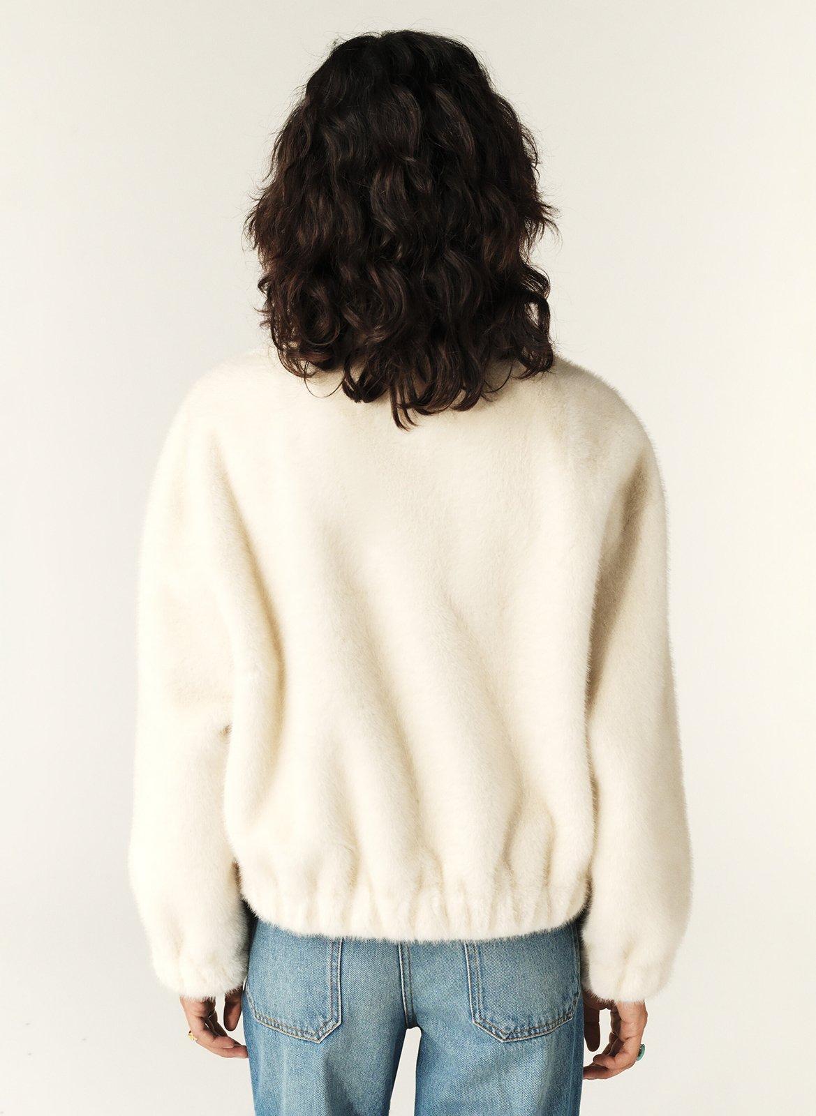 Veste ample col montant en fourrure synthétique BA&SH Beige
