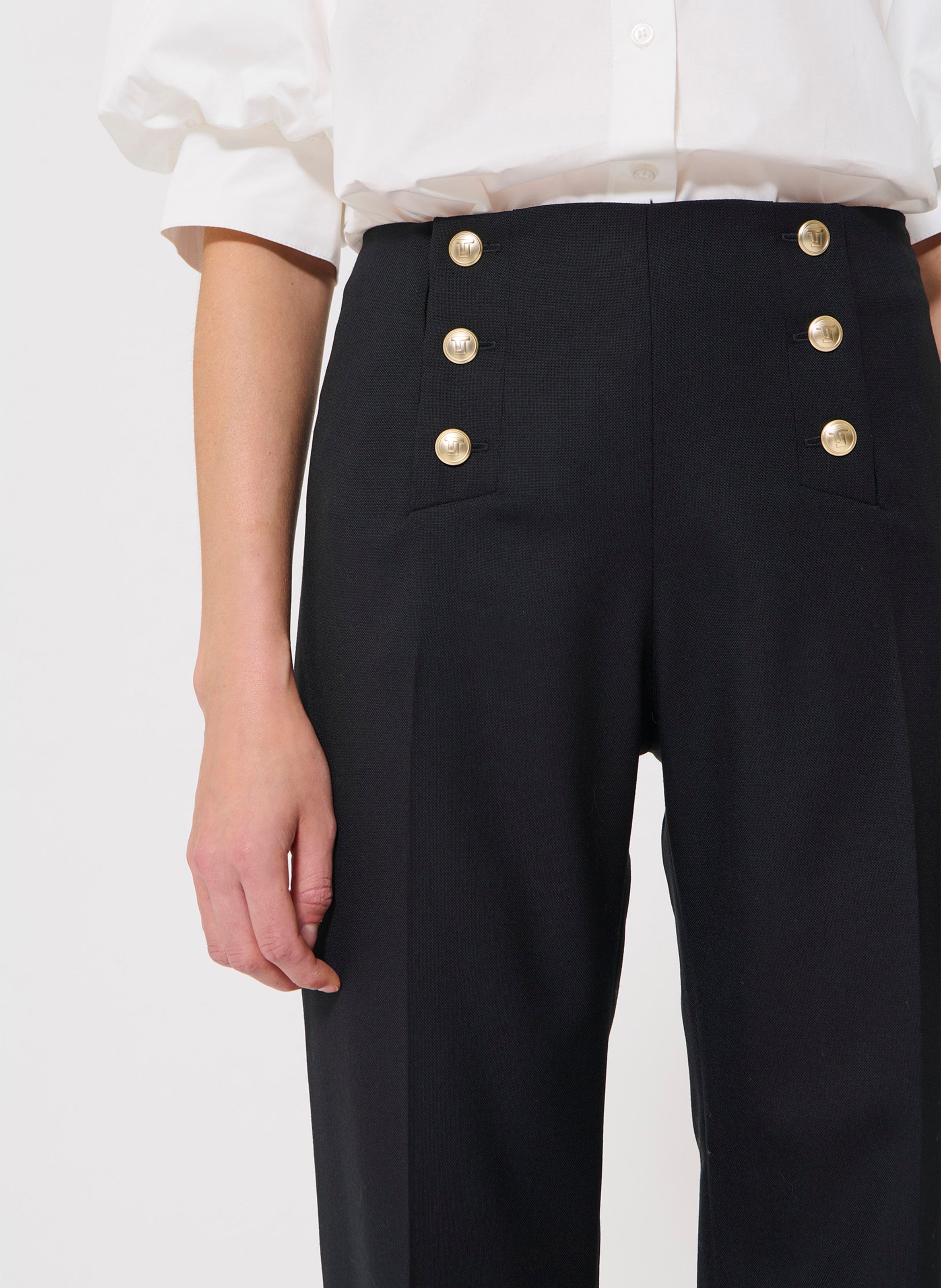 Pantalone con pince in lana TARA JARMON Nero