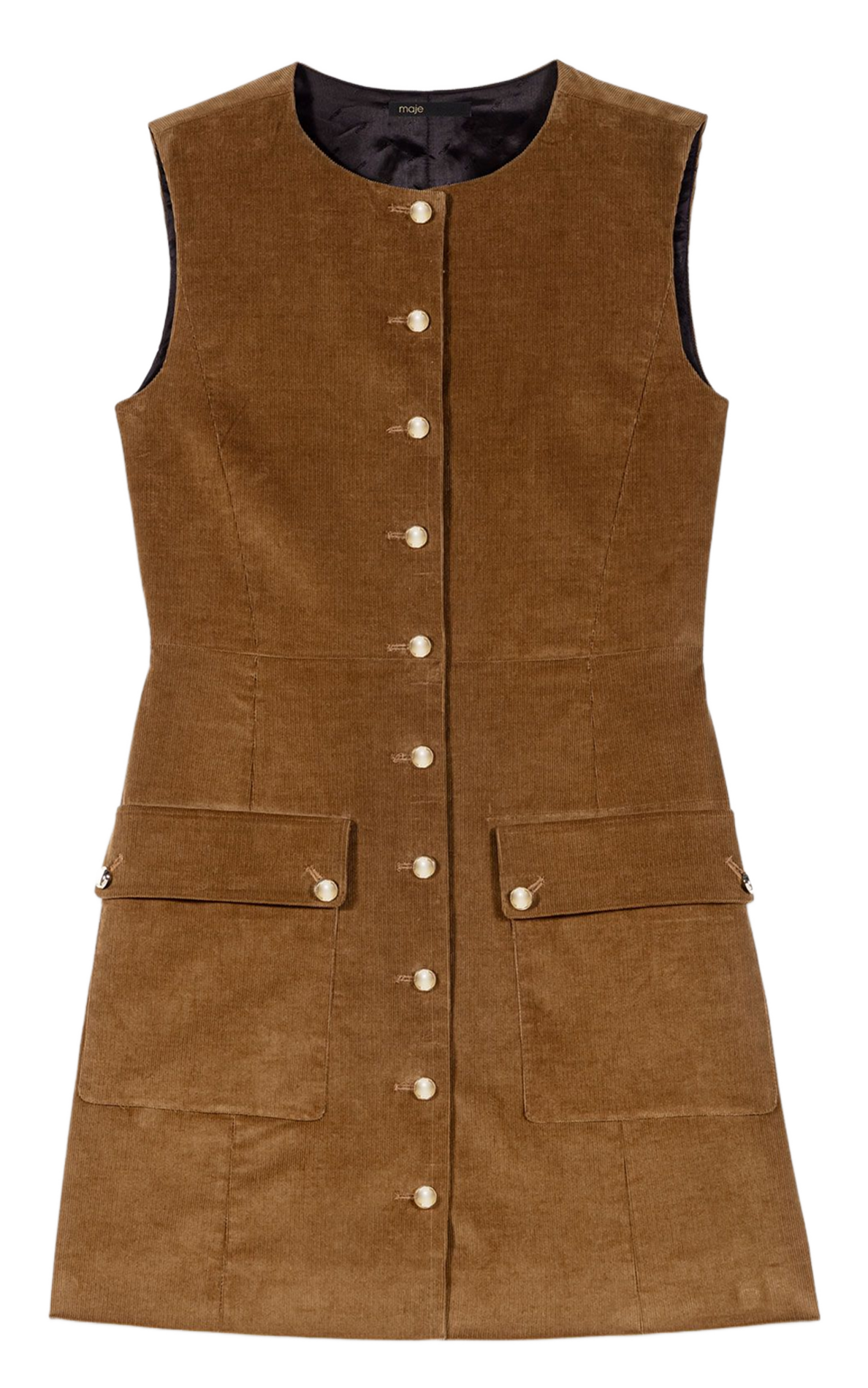 Robe courte col rond en coton mélangé MAJE Marron