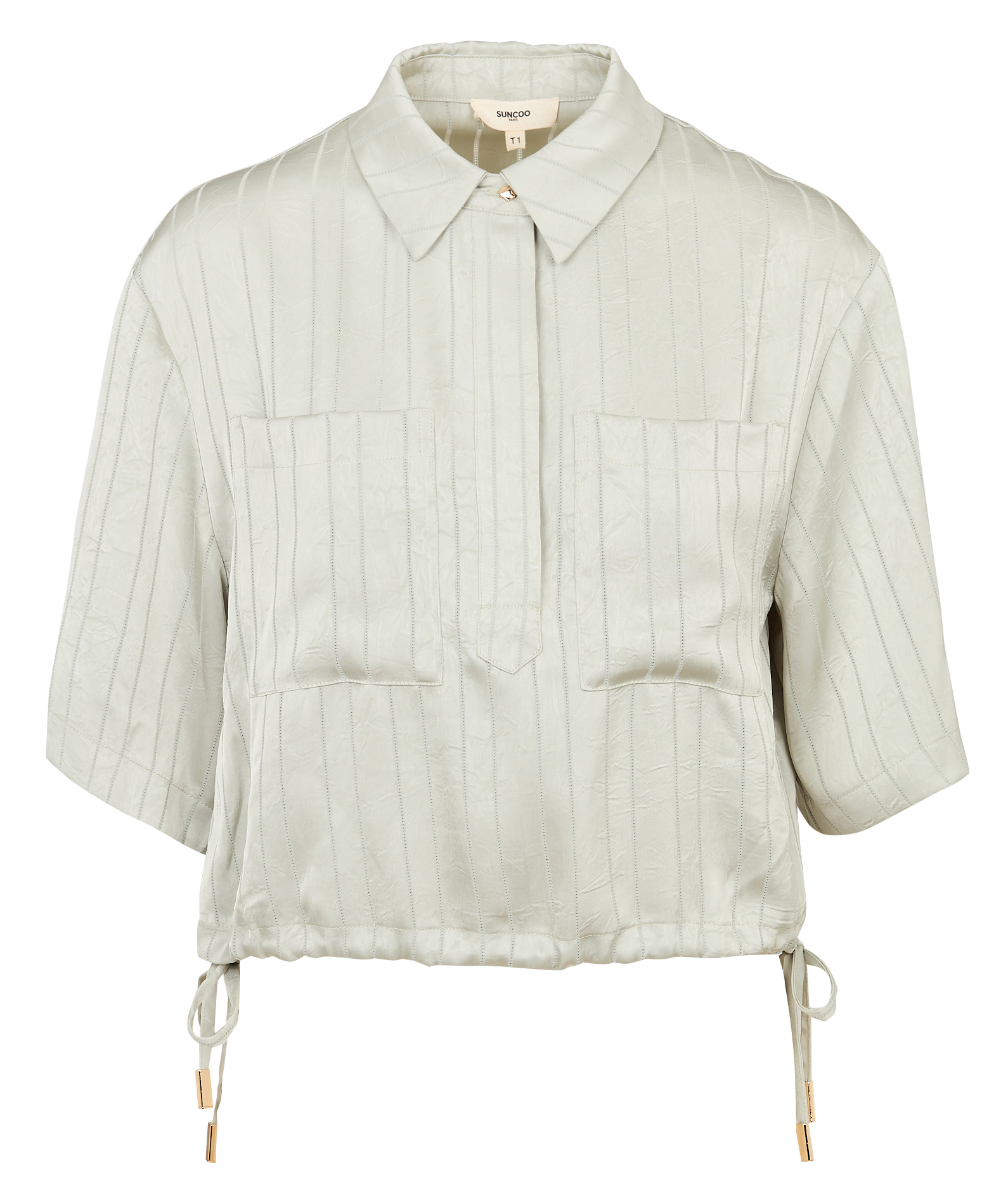 Blouse droite en fibres recyclées rayées SUNCOO Vert