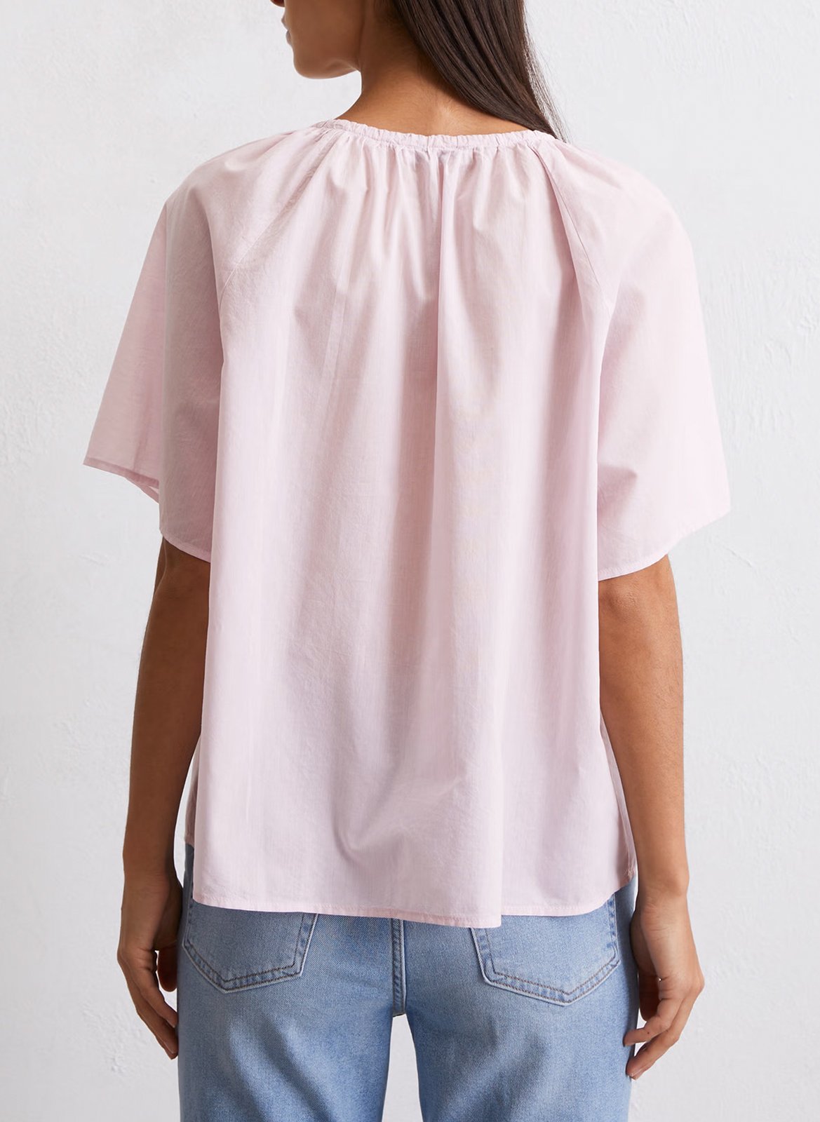 Camisa de mezcla de algodón con cuello de pico MARC O'POLO Rosa