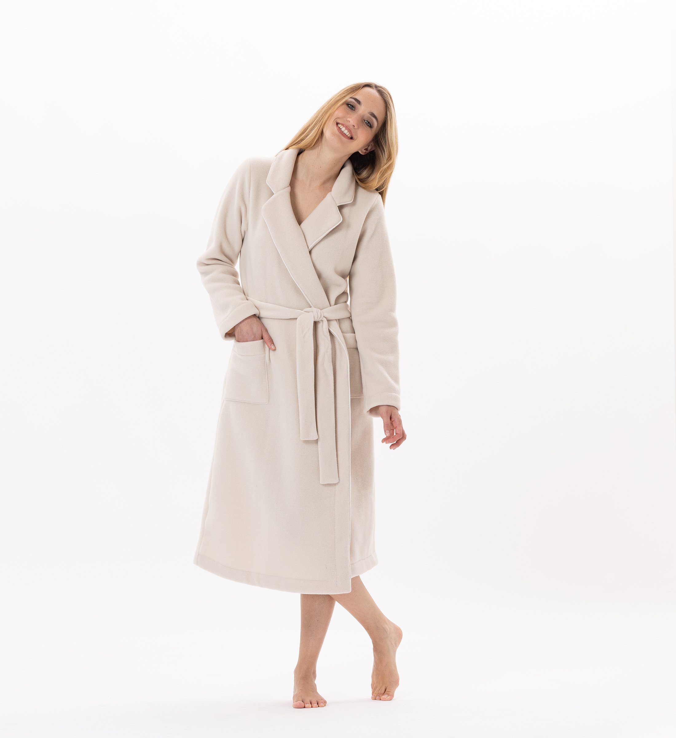 Crossed fleece dressing gown LE CHAT Beige