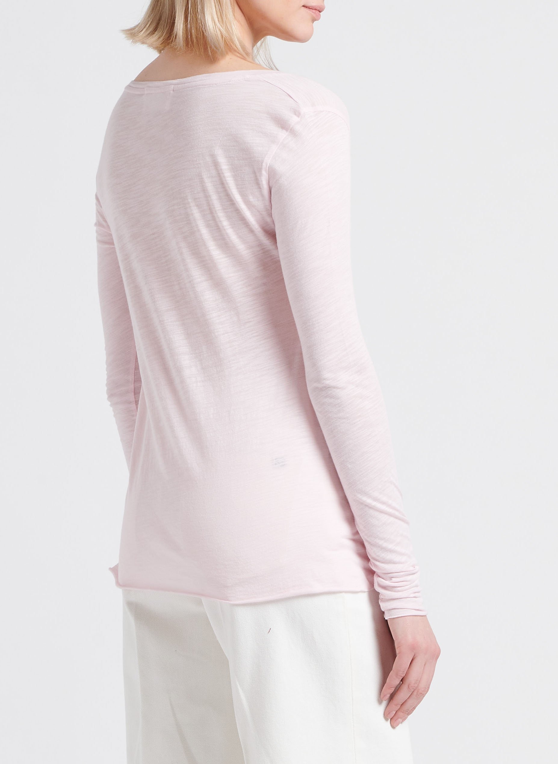 Tee-shirt à col V en coton mélangé AMERICAN VINTAGE Rose