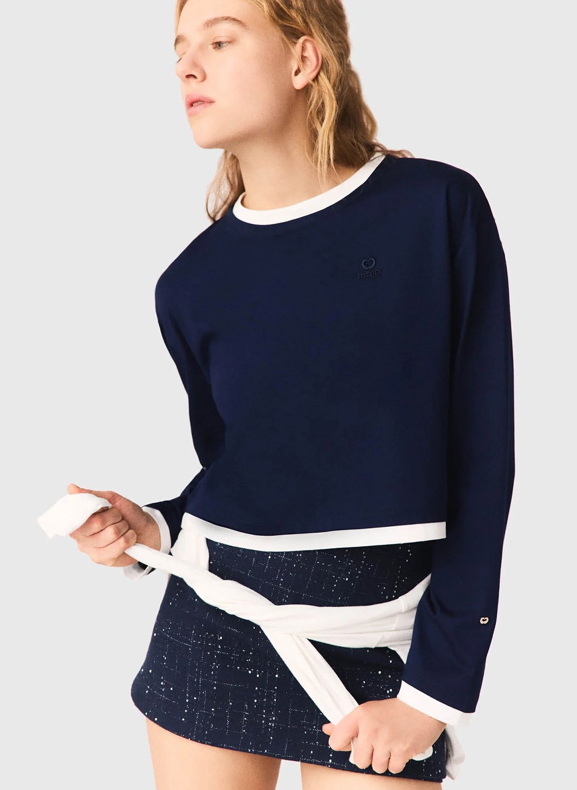 Tee-shirt court manches longues MAJE Bleu