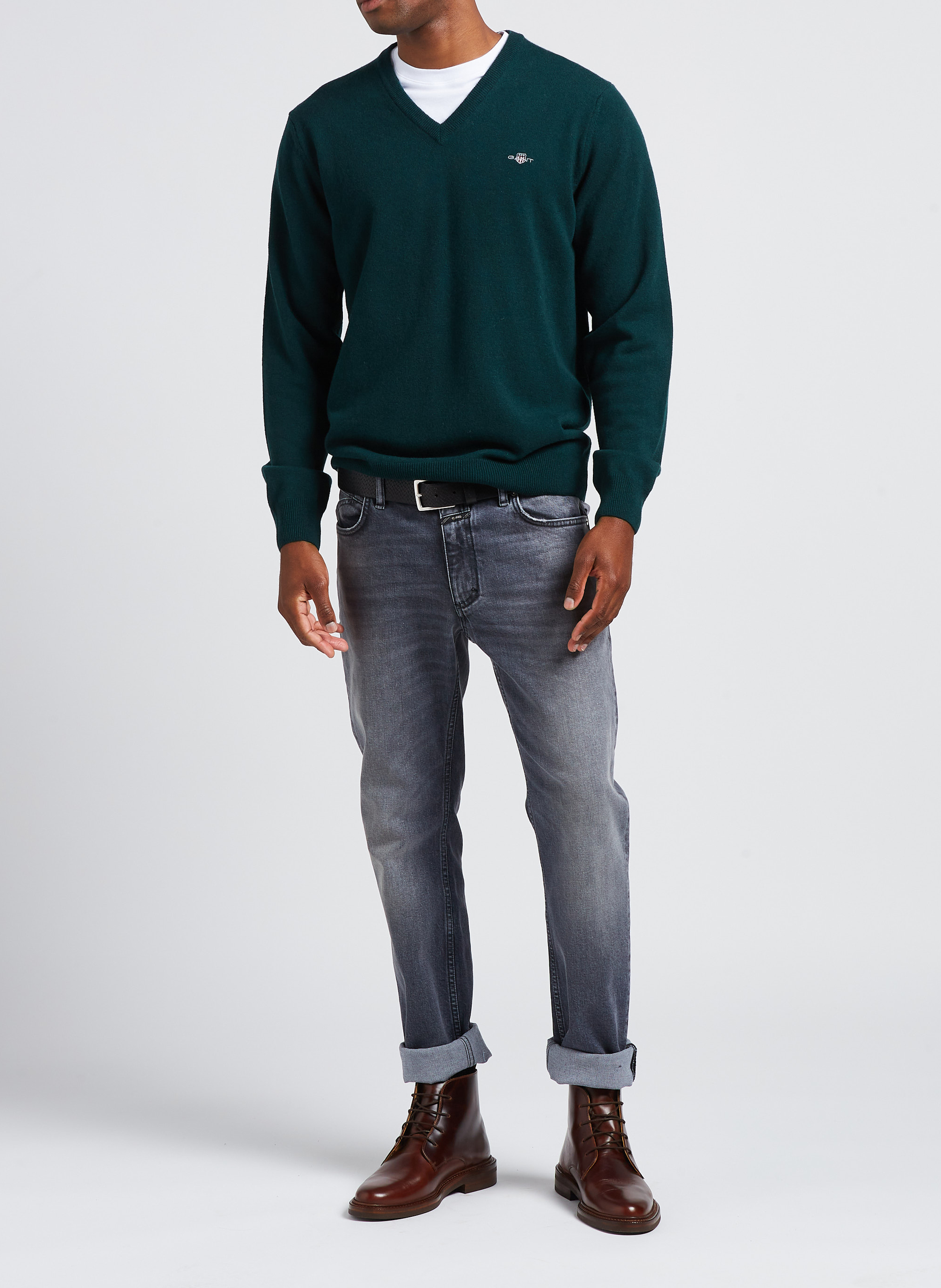 Wool V-neck sweater GANT Green