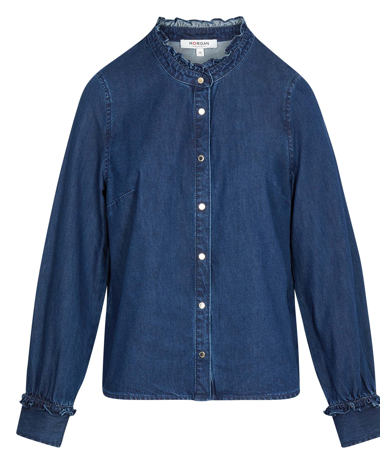 Gerade Jeanshemd mit Knopfleiste MORGAN Blau
