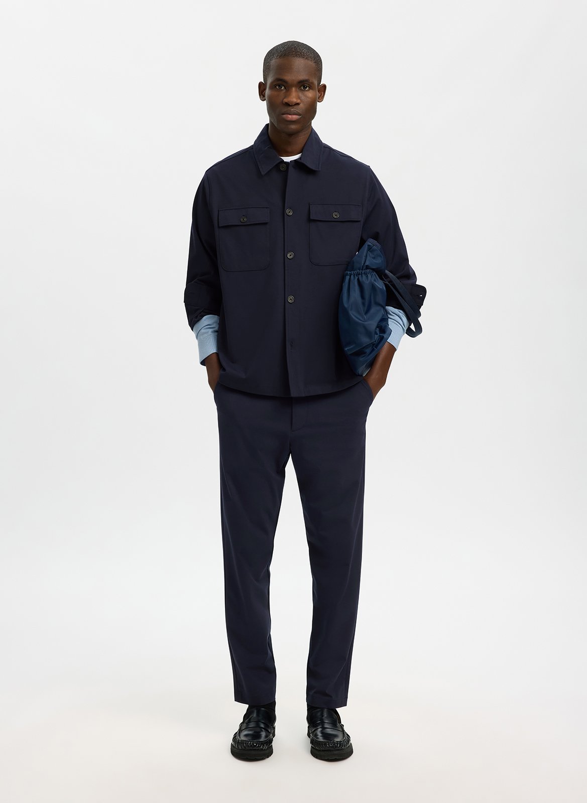 Bedrucktes Hemd mit klassischem Kragen SELECTED Blau