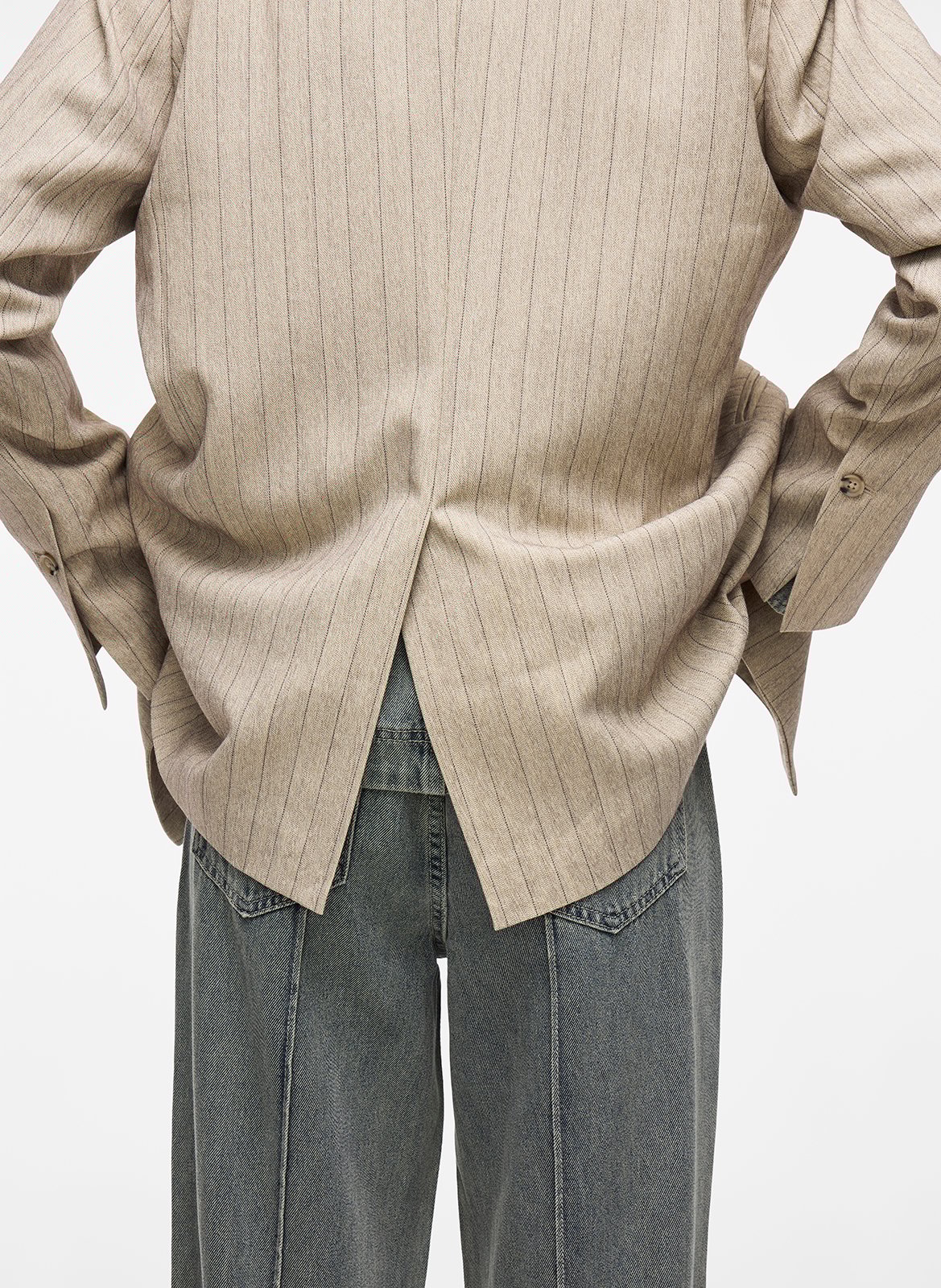 Striped straight blazer ROUGE EDIT Beige