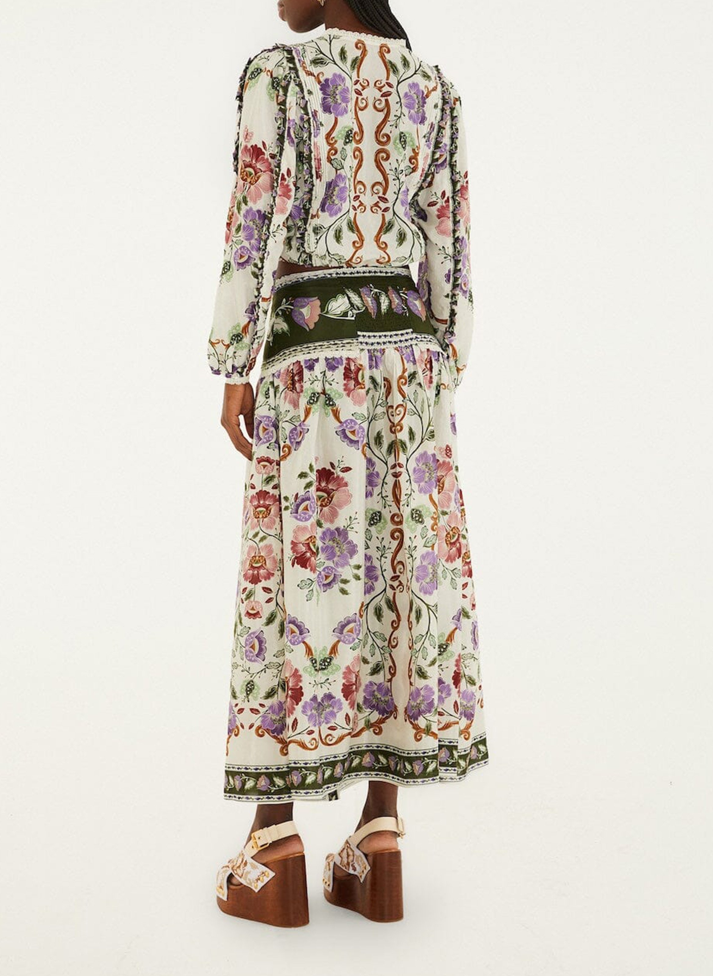 Jupe longue évasée en coton mélangé FARM RIO Multicolore