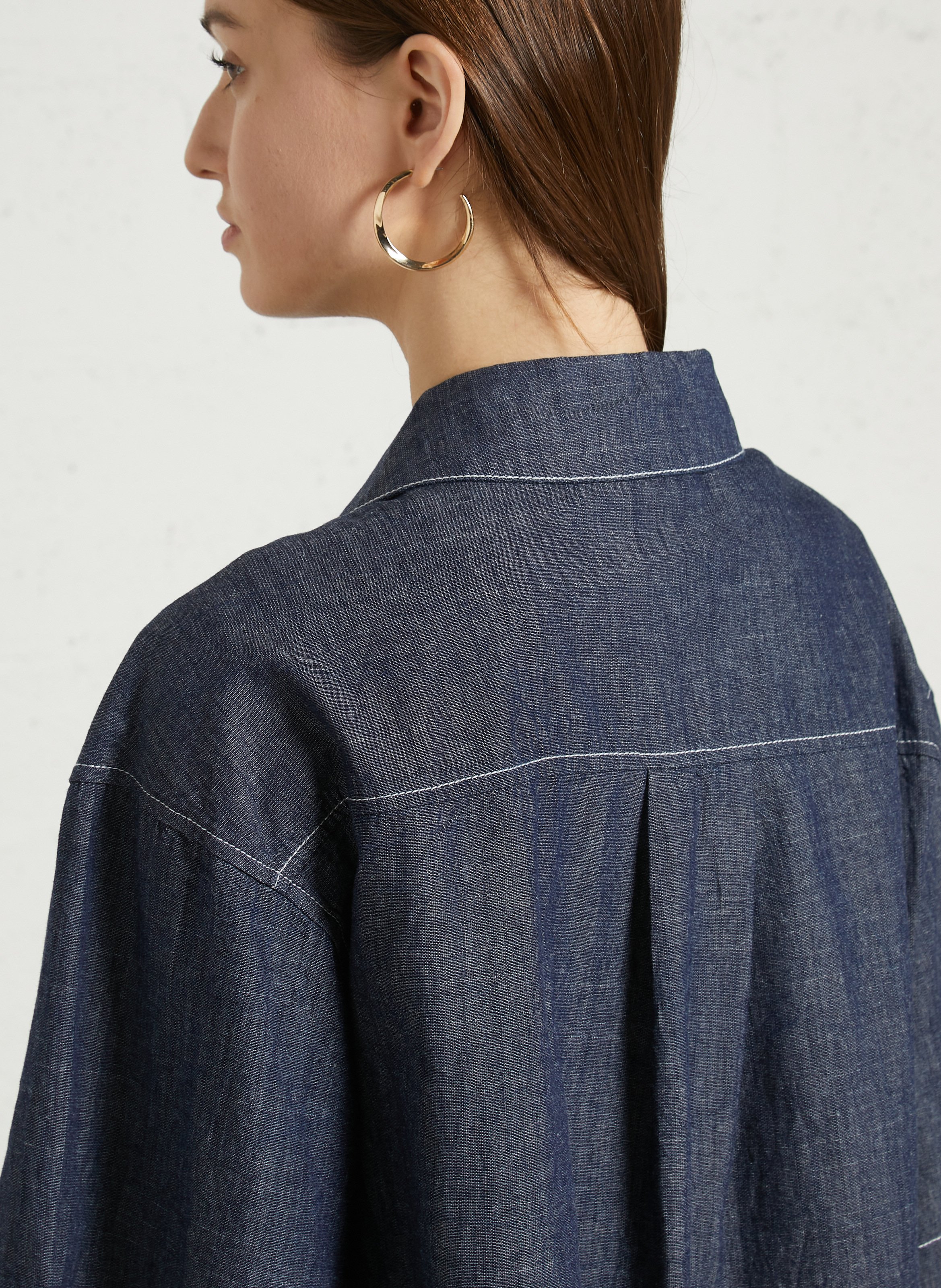 Chemise oversize col tailleur en coton THE KORNER Bleu