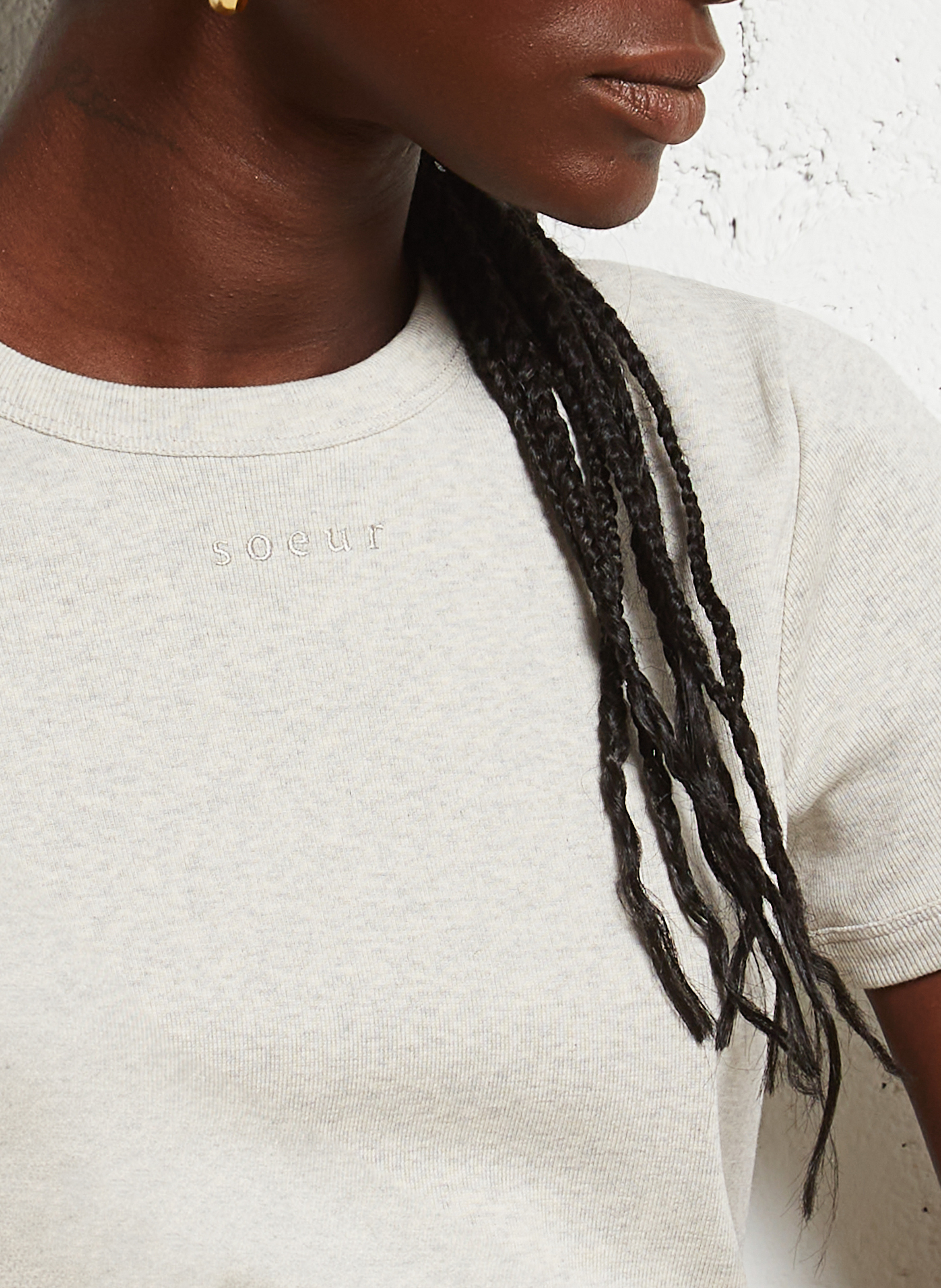 Tee-shirt droit col rond en coton bio SOEUR Gris