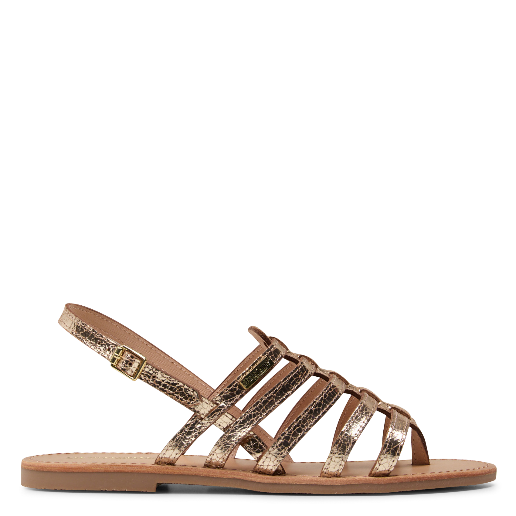 Sandales plates à bout rond en cuir LES TROPEZIENNES PAR M.BELARBI Doré