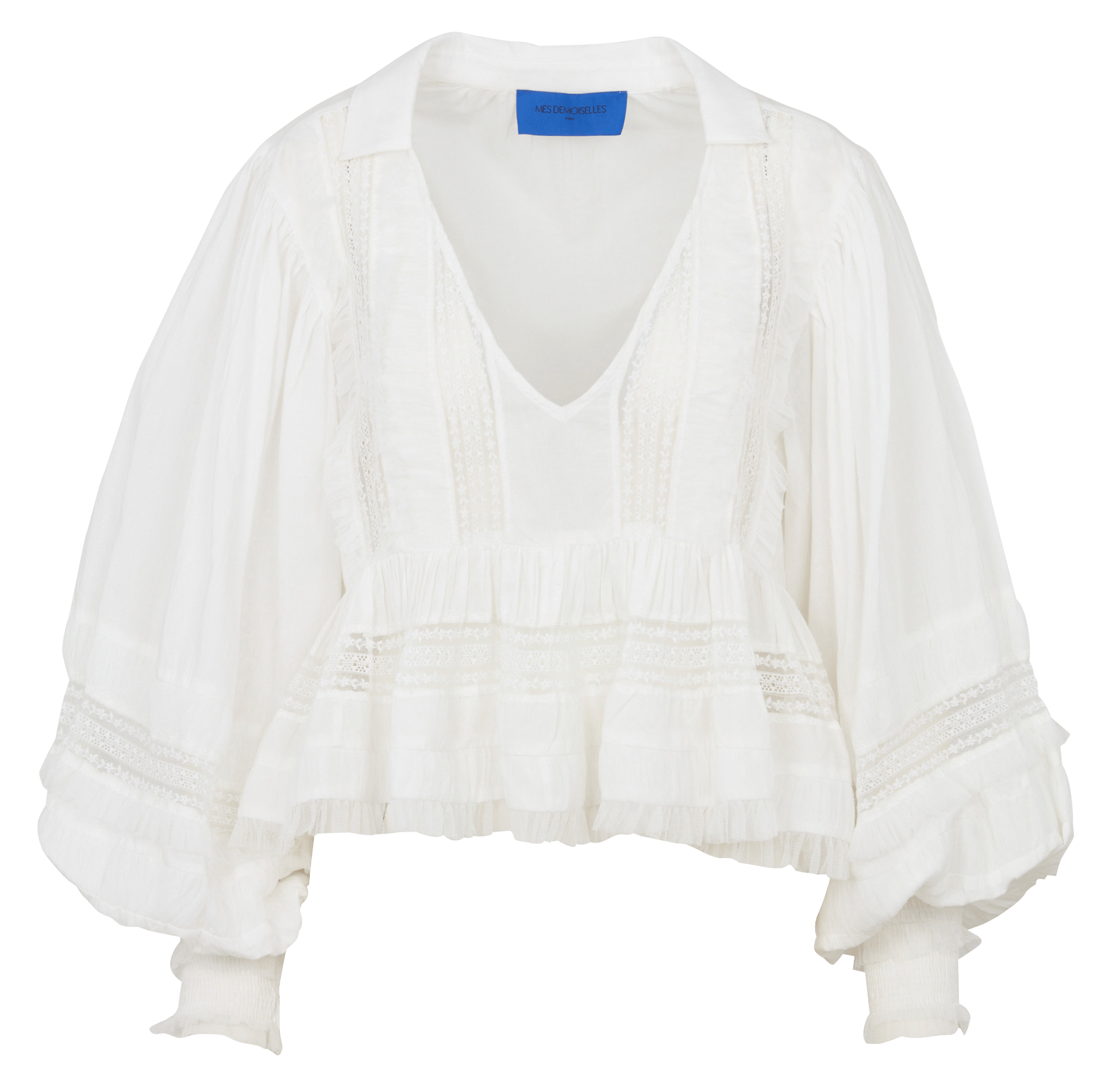 Oversized blouse met V-hals van katoen MES DEMOISELLES Wit