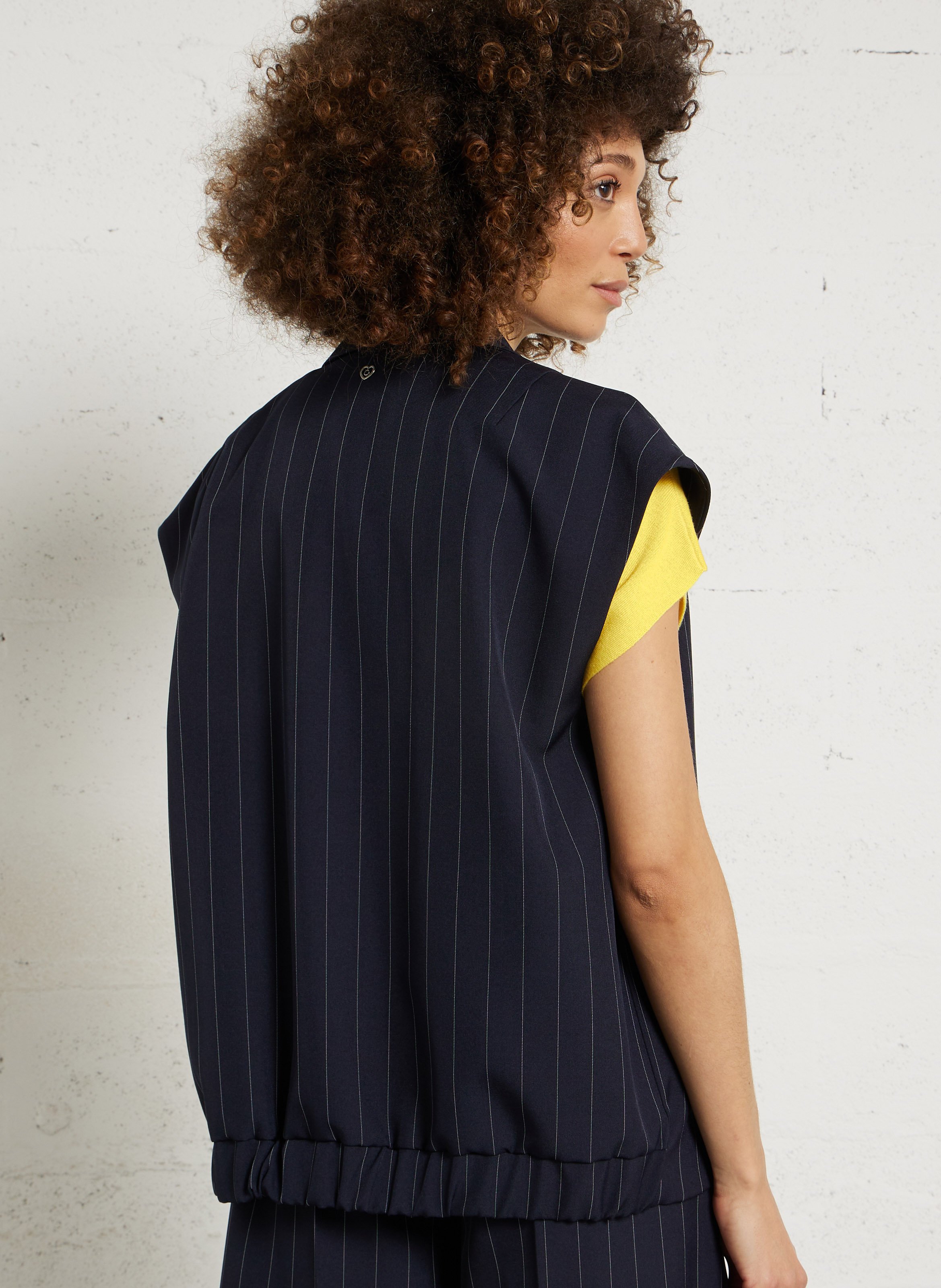 Sleeveless jacket with tailored collar PLEASE Blue