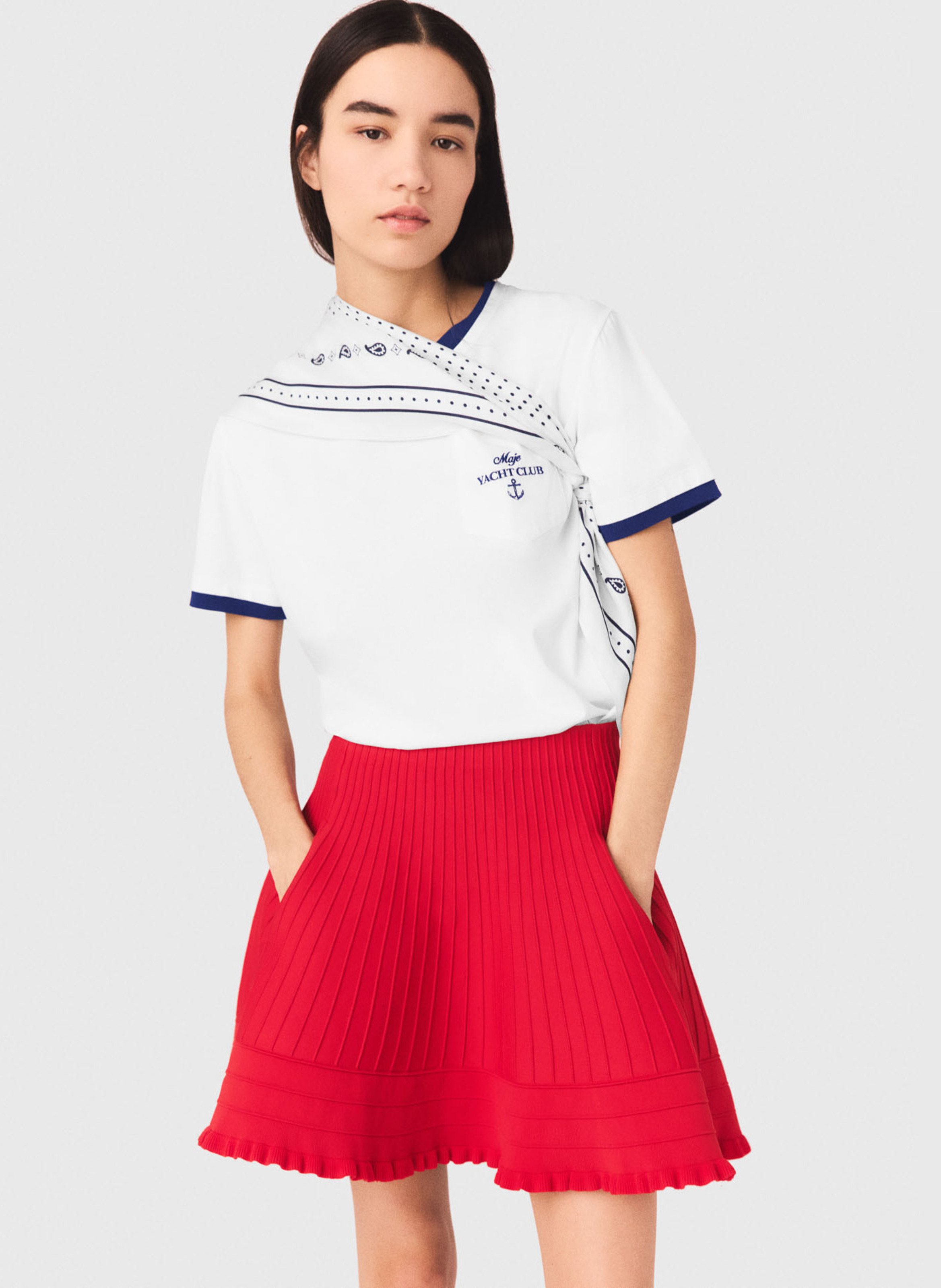 Korte uitlopende rok MAJE Rood