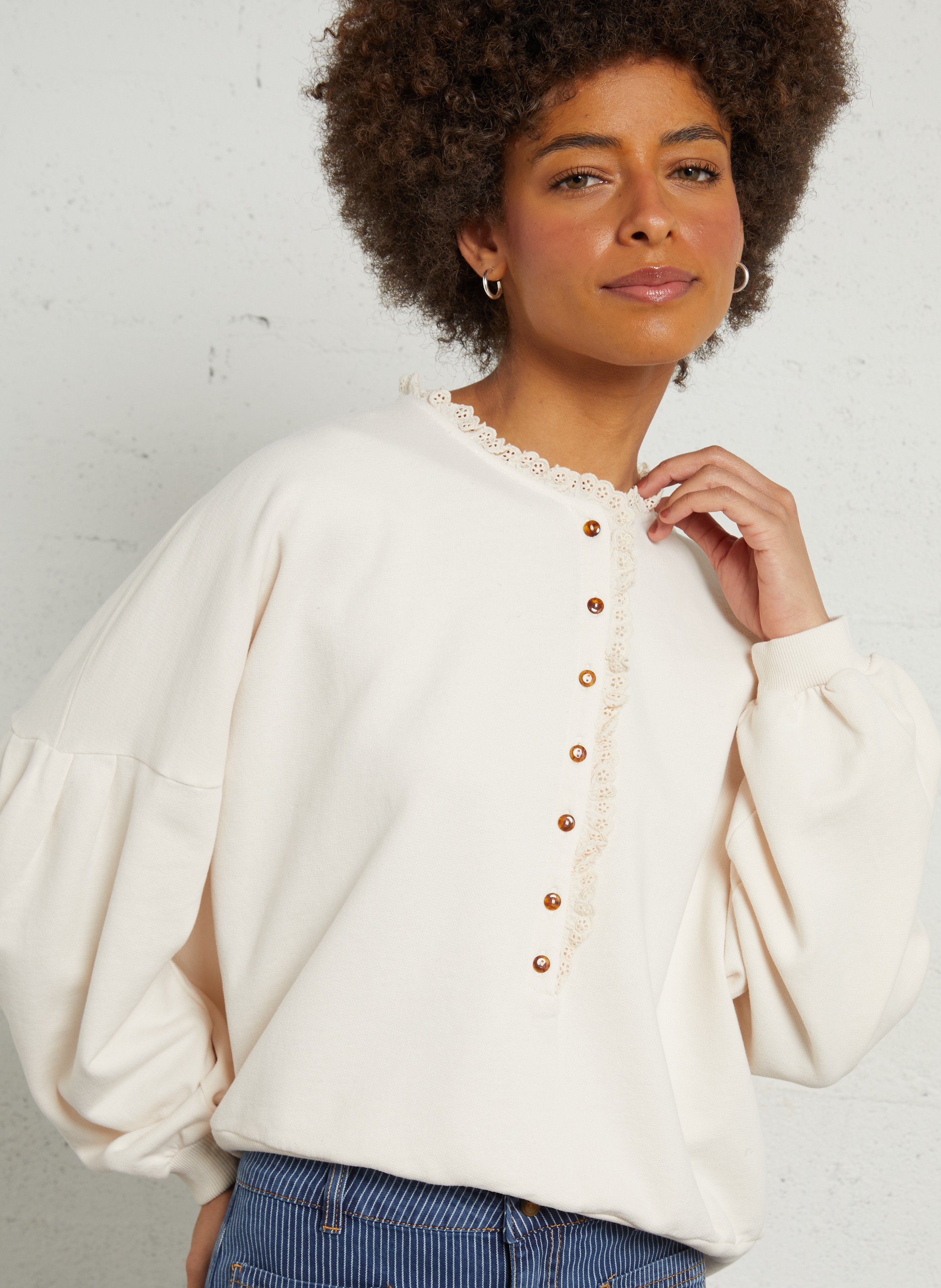 Sweater met ronde hals | biokatoenblend EMILE ET IDA Beige