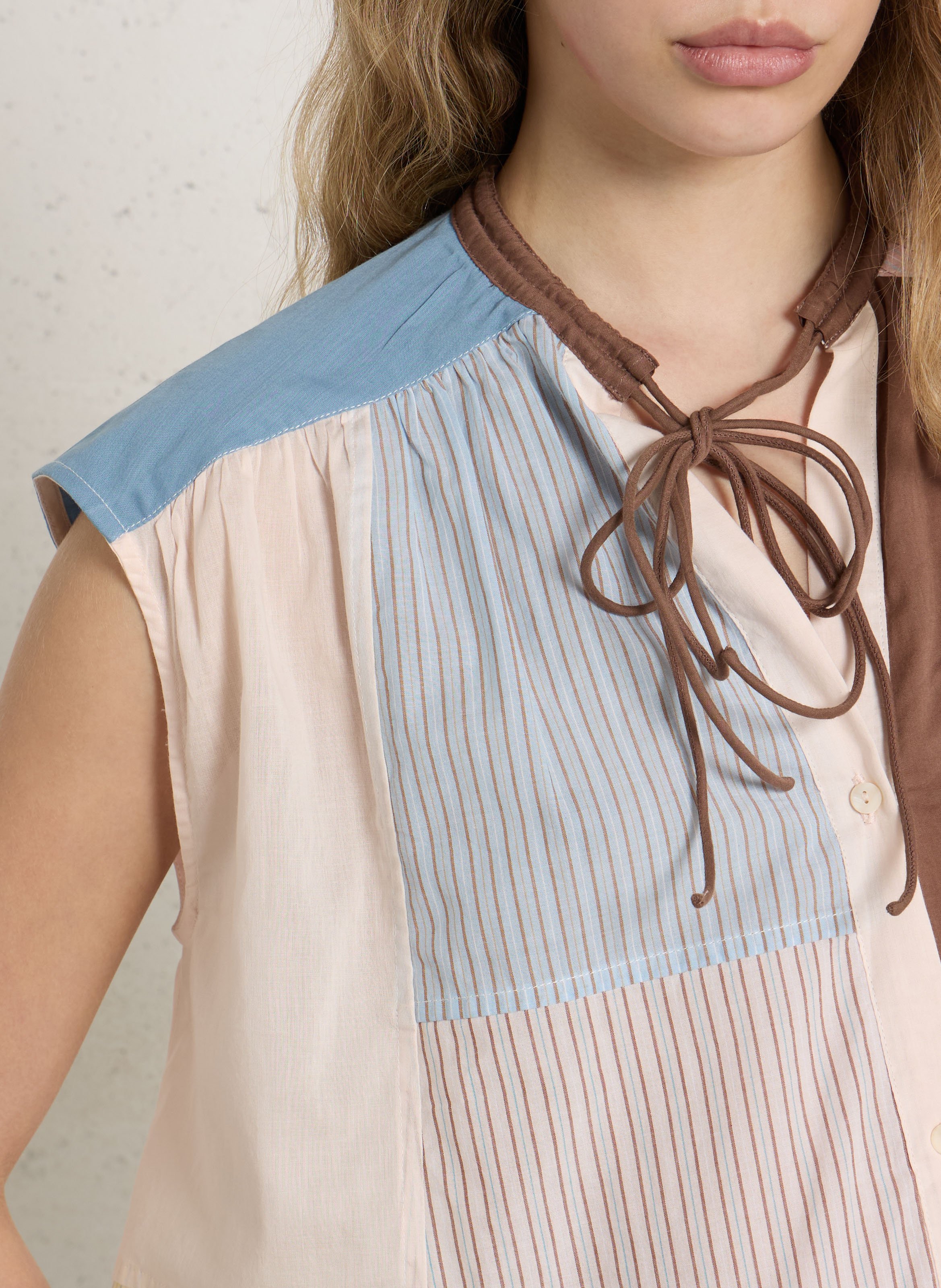 Weite Bluse aus Bio-Baumwolle mit Rundhalsausschnitt LEON & HARPER Mehrfarbig