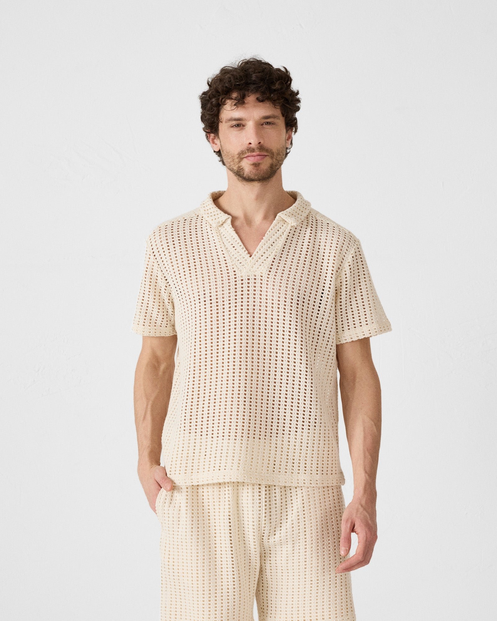 Bruno cotton knit polo JOTT White