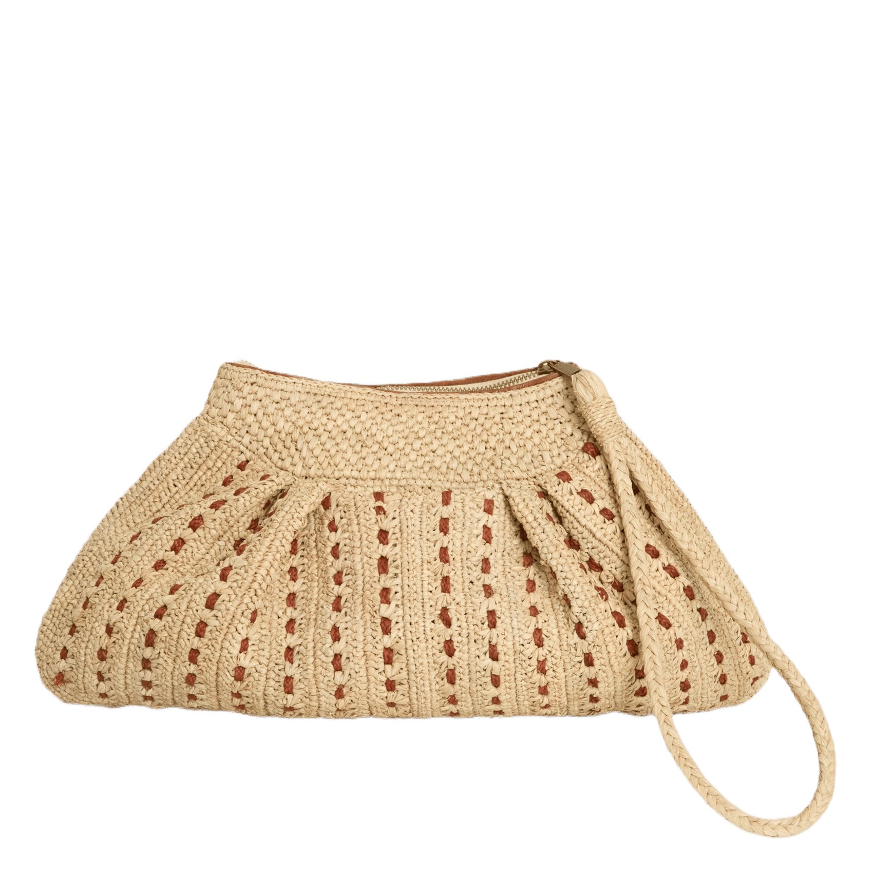 Large pochette fantaisie en raphia IBELIV Beige