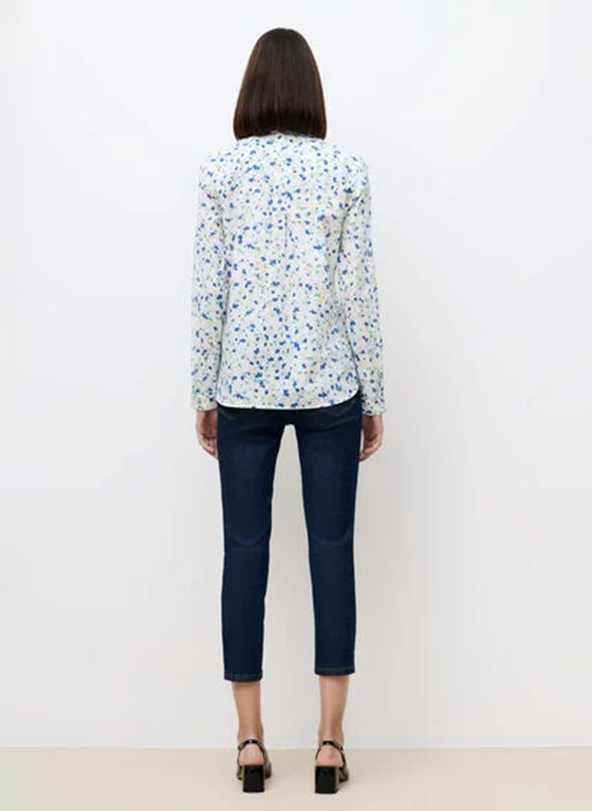 Straight shirt with classic collar in printed organic cotton CAROLL Beige