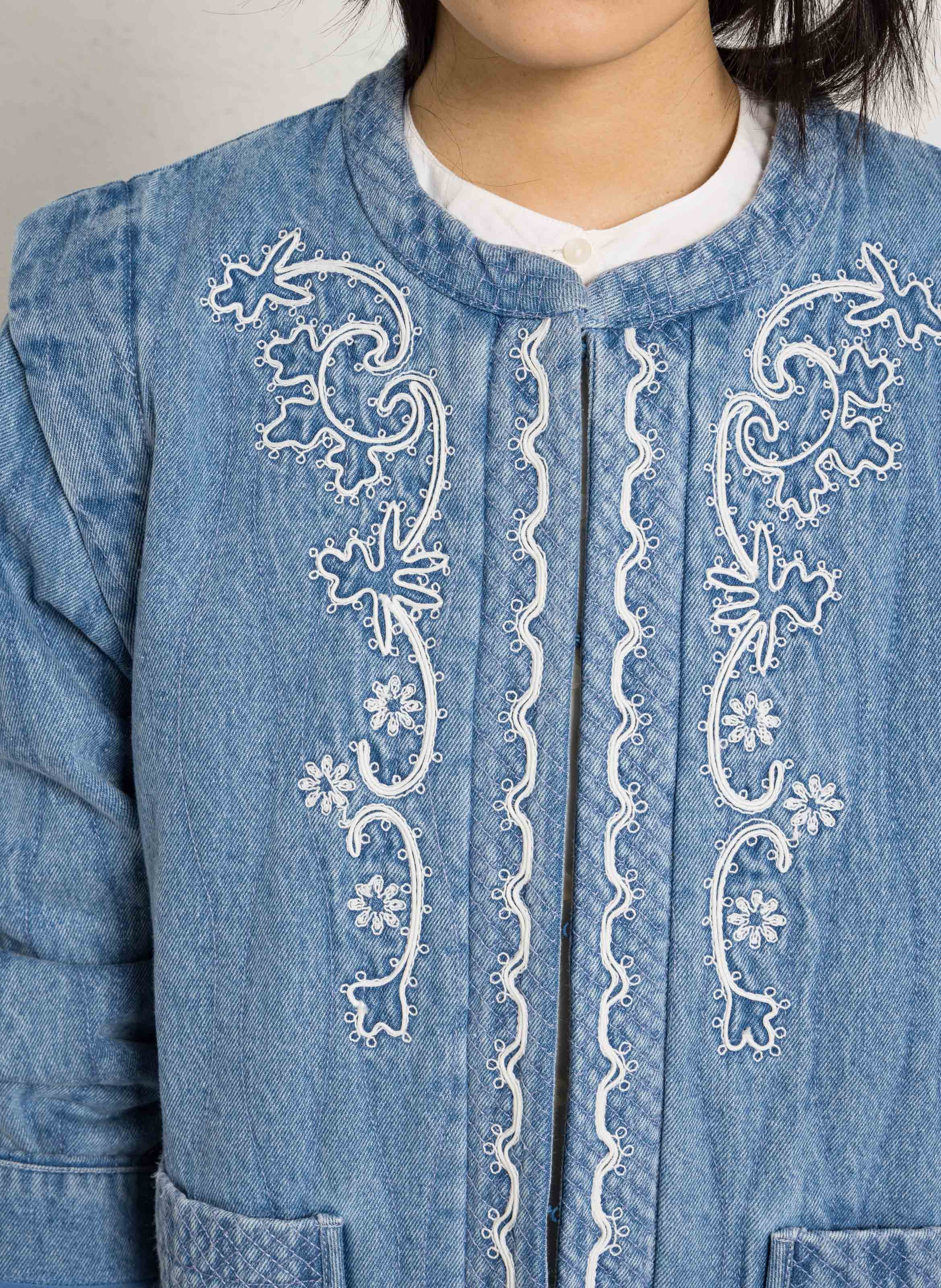 Rechte geborduurde spijkerjas LOUISE MISHA Blauw