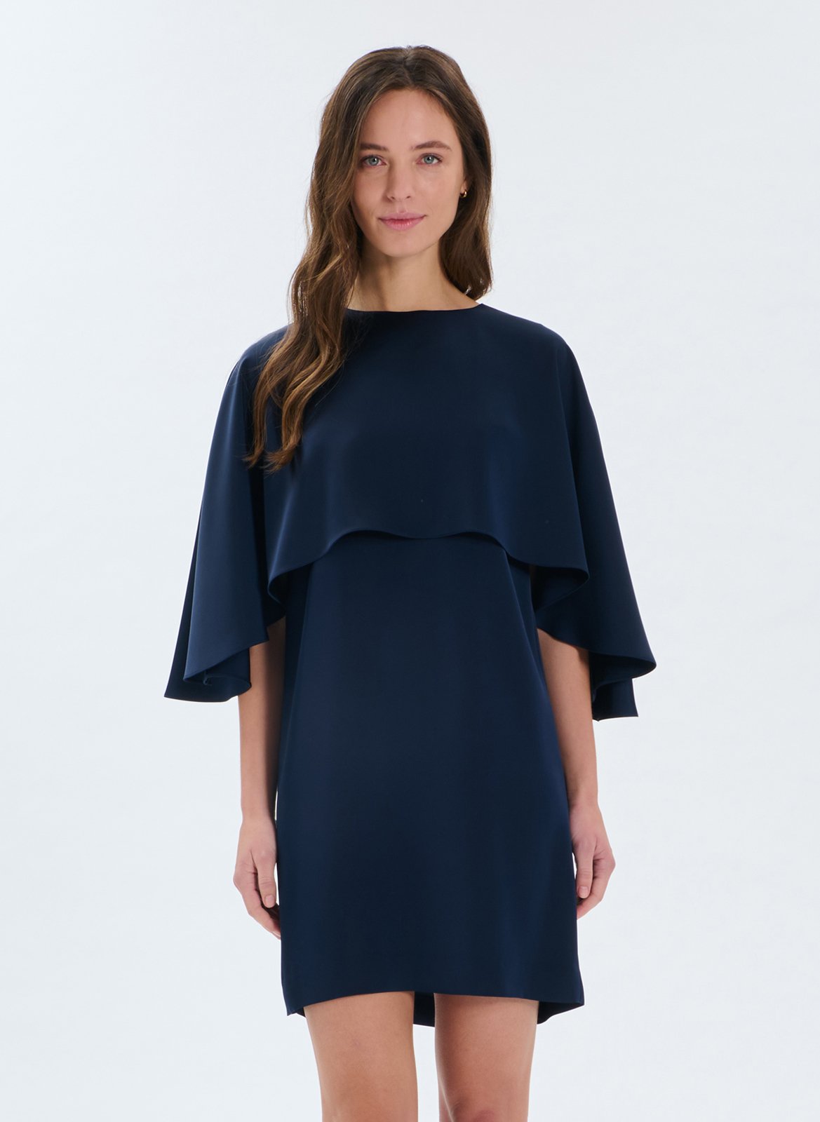 Short satin round neck dress ZAPA Blue