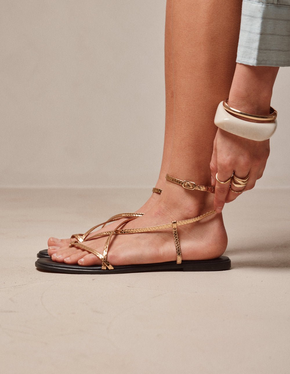 Faux leather sandals ODAJE Golden