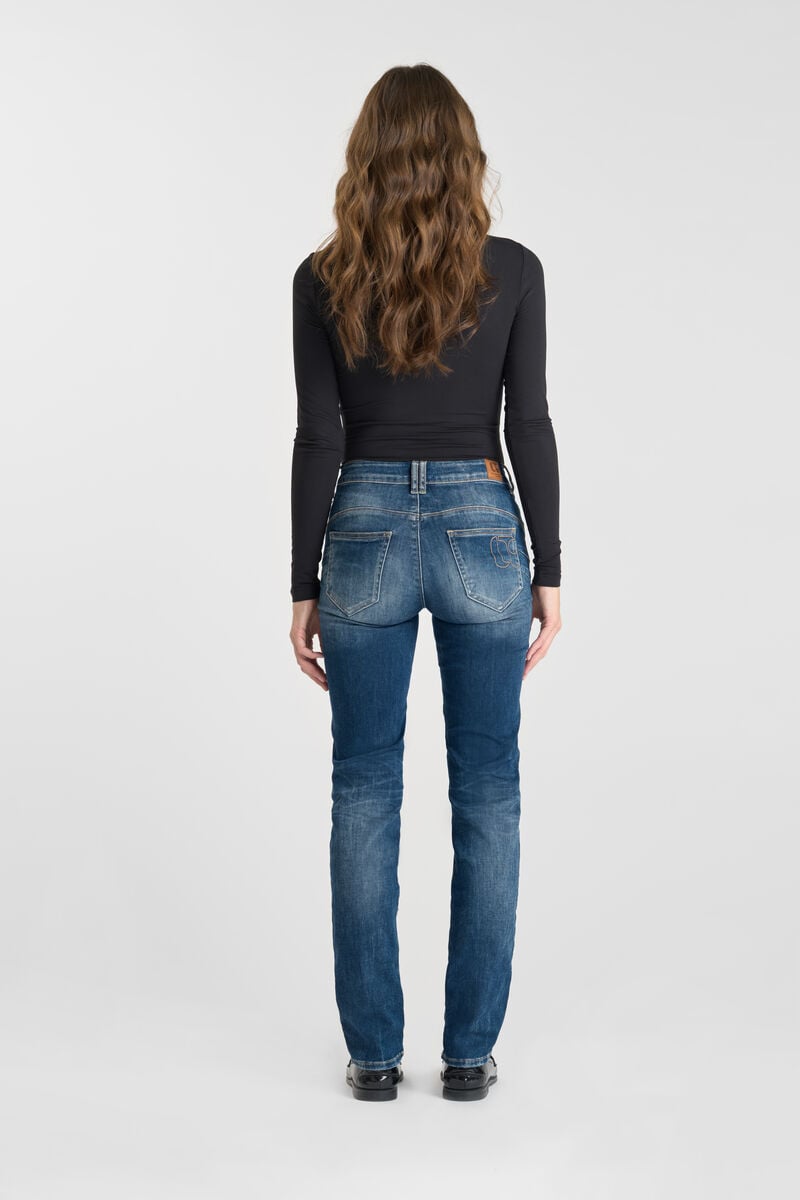 High-waisted straight push-up jeans, length 34 LE TEMPS DES CERISES Blue