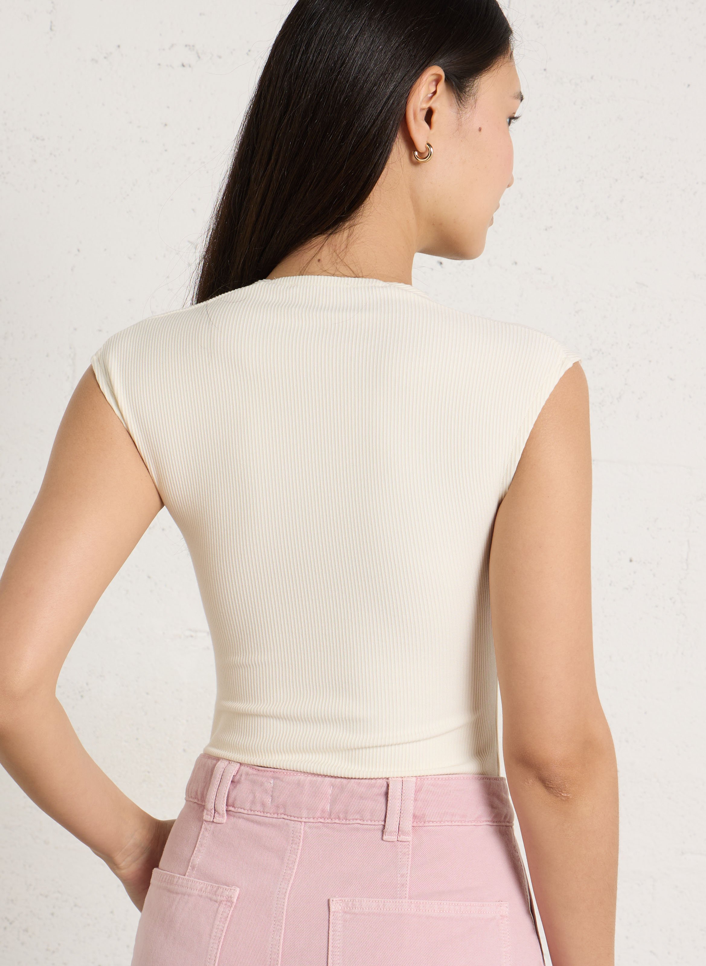 Fitted square neck bodysuit FLAIR Beige