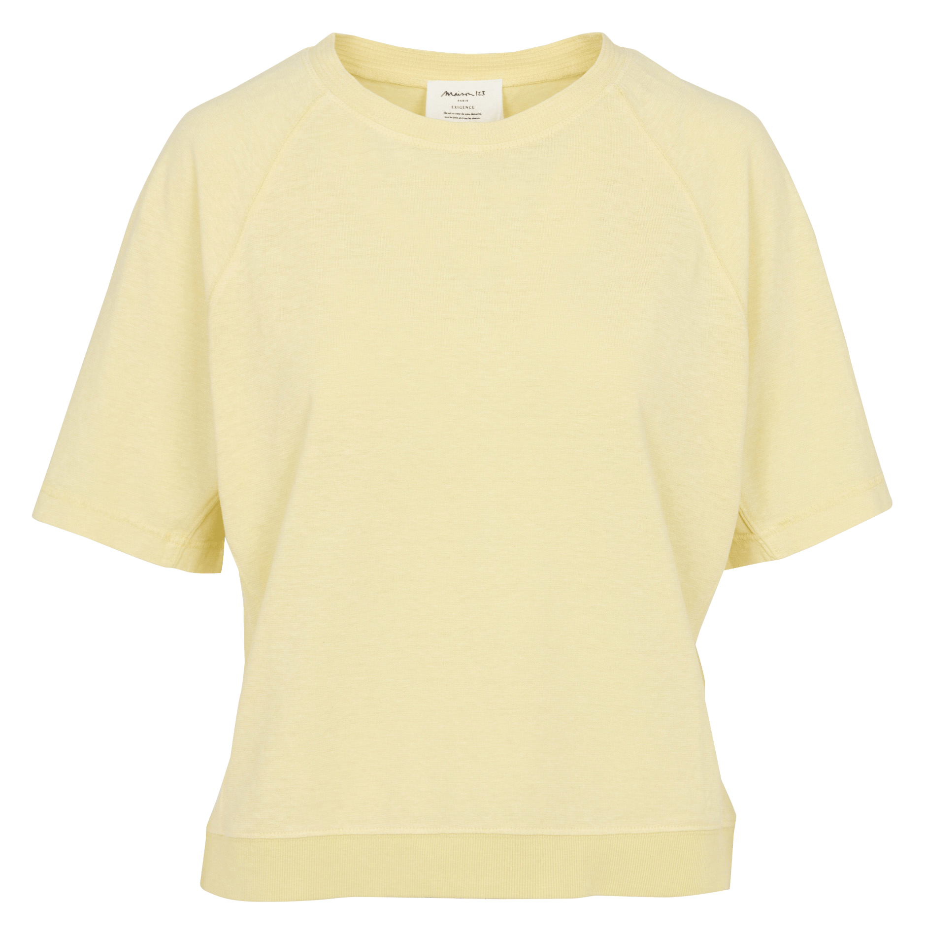 Effen T-shirt met ronde hals en korte mouwen MAISON 123 Geel