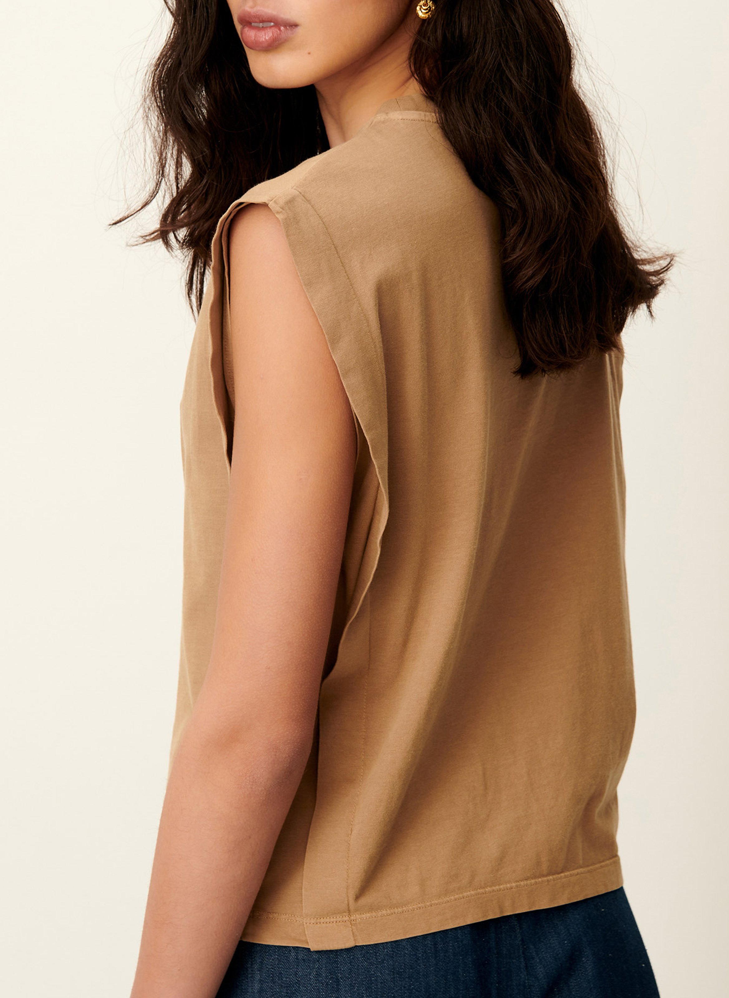 Katoenen T-shirt met ronde hals SESSUN Beige