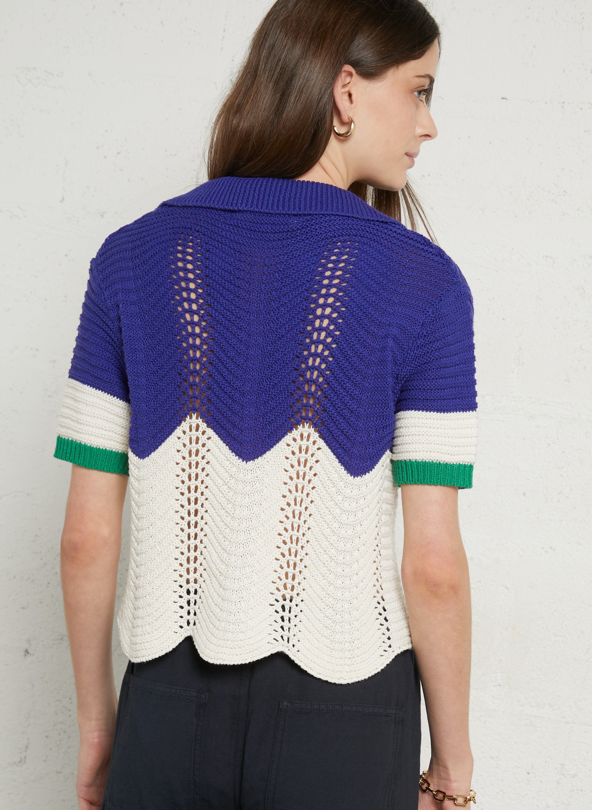 Cotton-blend sweater with polo collar TINSELS Multicolored