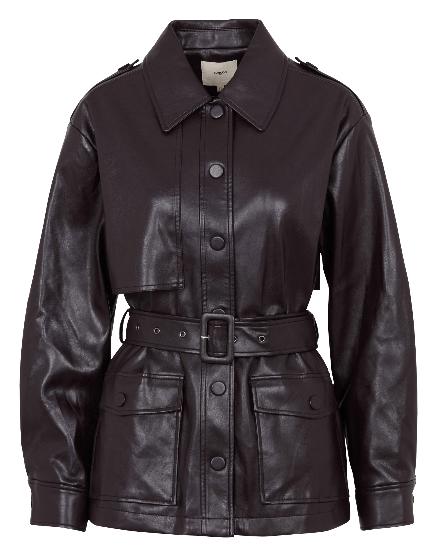 Veste col classique effet cuir SUNCOO Prune