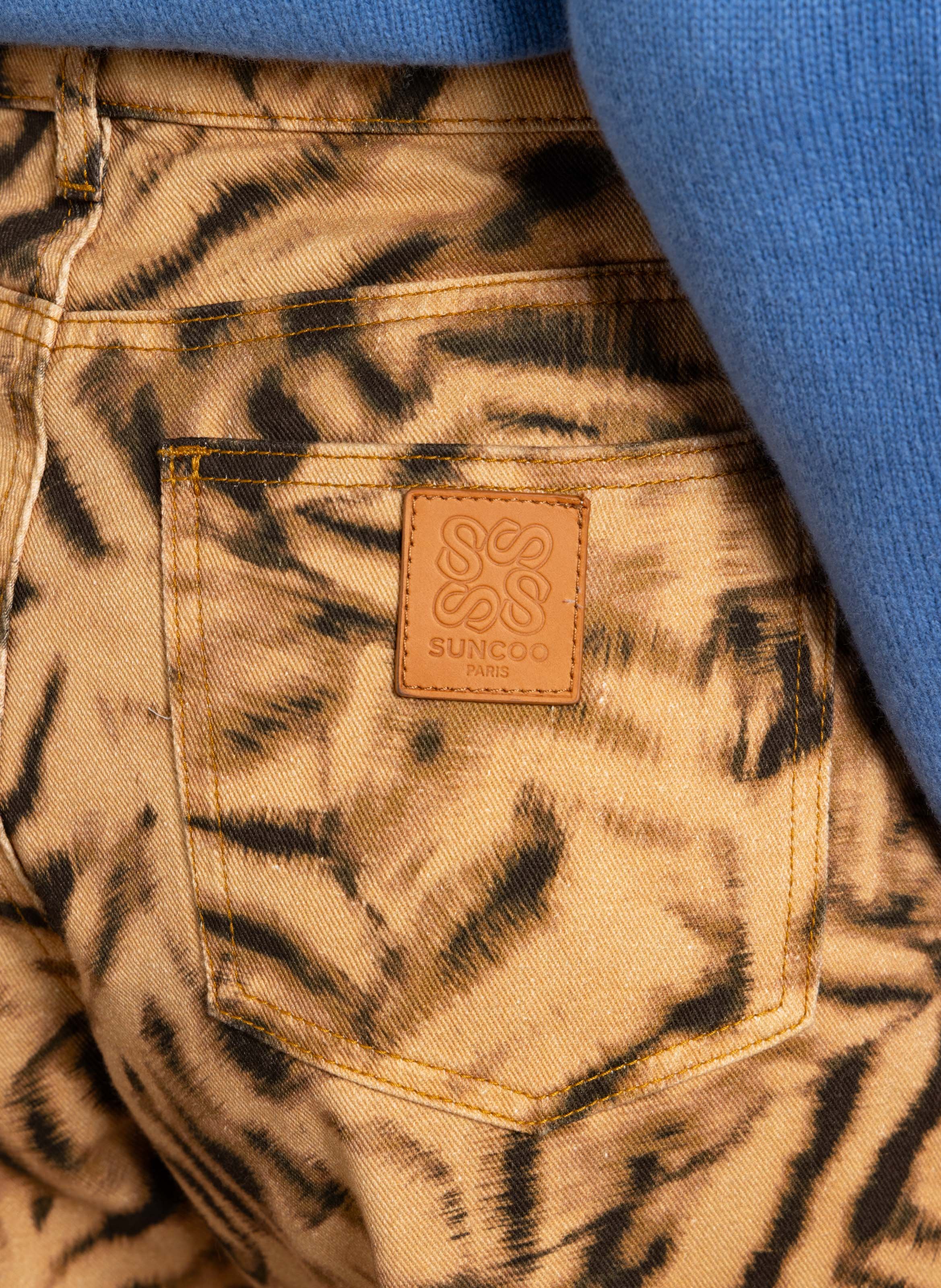 High-rise straight cotton jeans SUNCOO Beige
