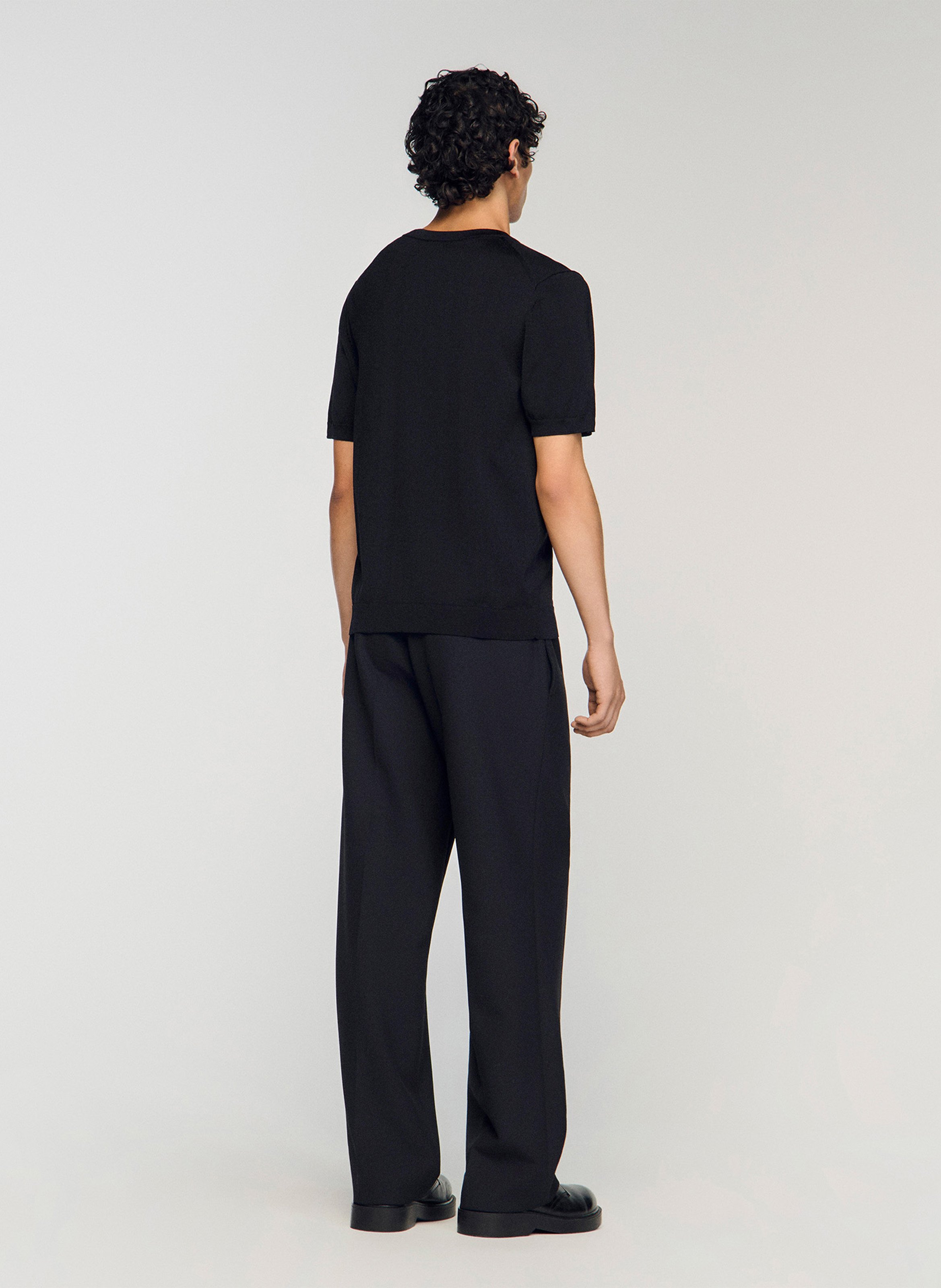 Tee-shirt col rond regular fit  SANDRO Noir